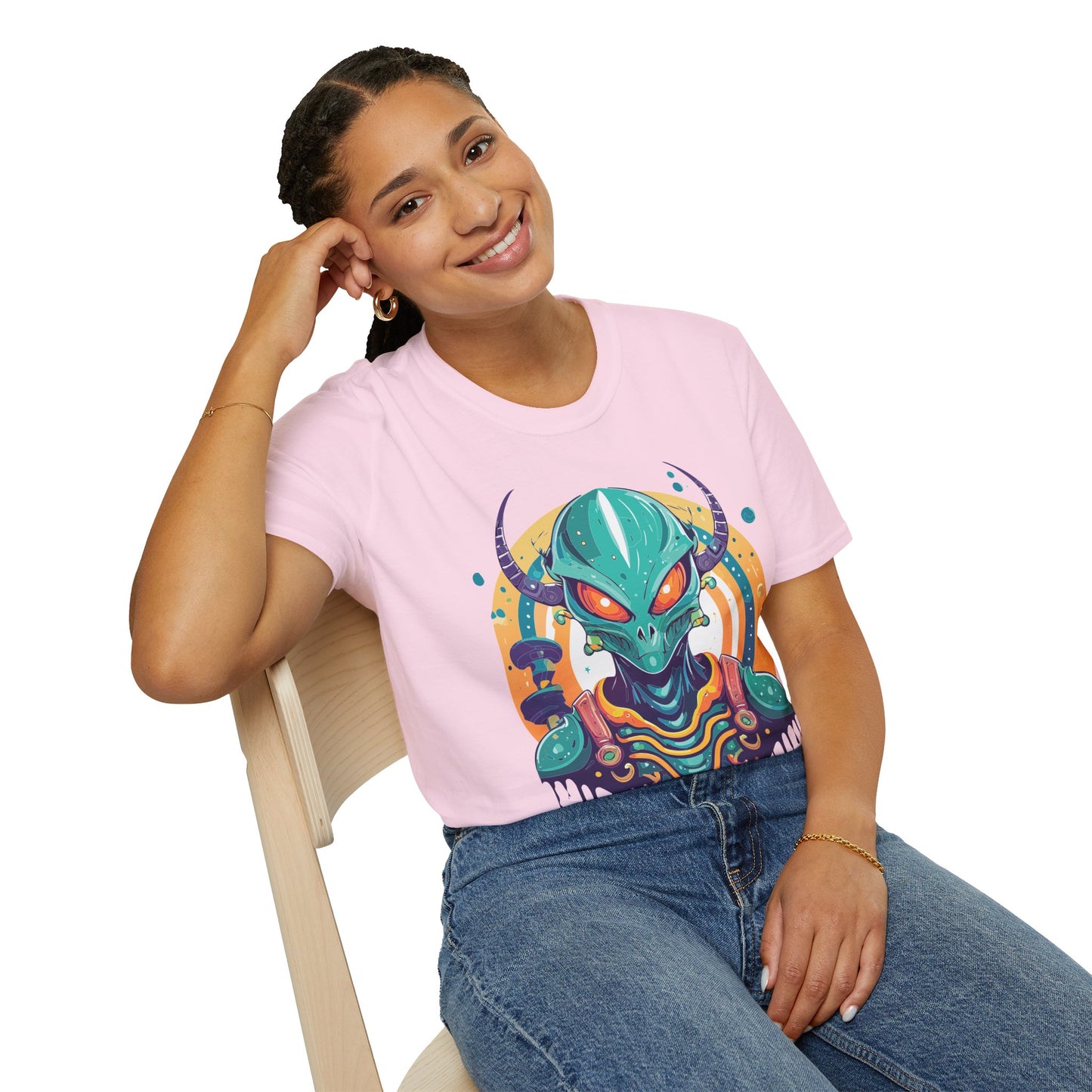 Alien T Shirt Cosmos Shirt Unisex Softstyle Tee 100 Percent Ring Spun Cotton Short Sleeve