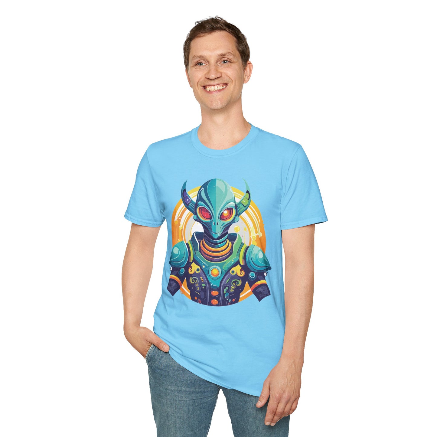 Alien T Shirt Cosmos Design Unisex Softstyle Cotton Tee With Aliens Art Graphic Print