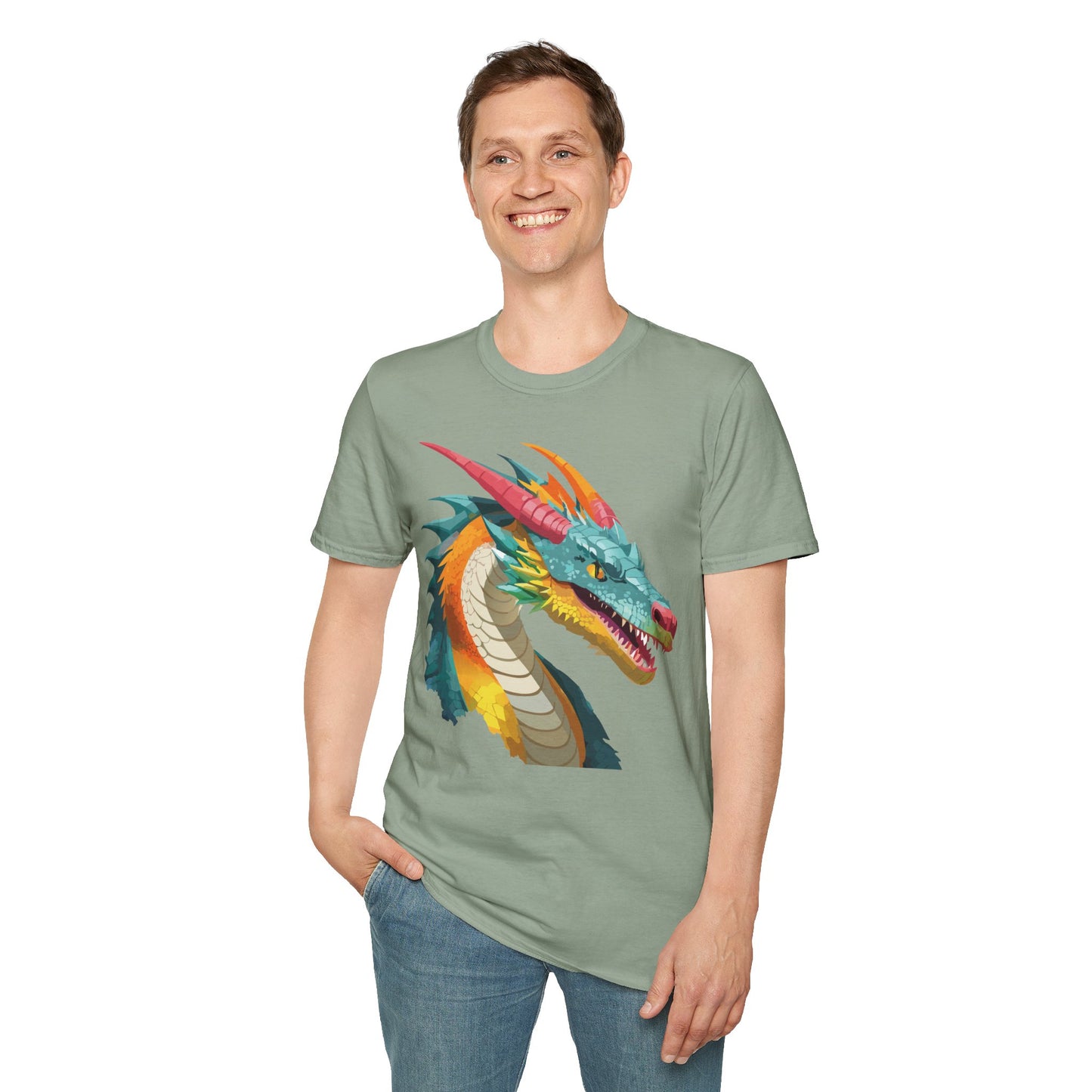 Dragon T Shirt Unisex Softstyle Art Design Tee With Animals Theme Gildan 64000 Premium Quality