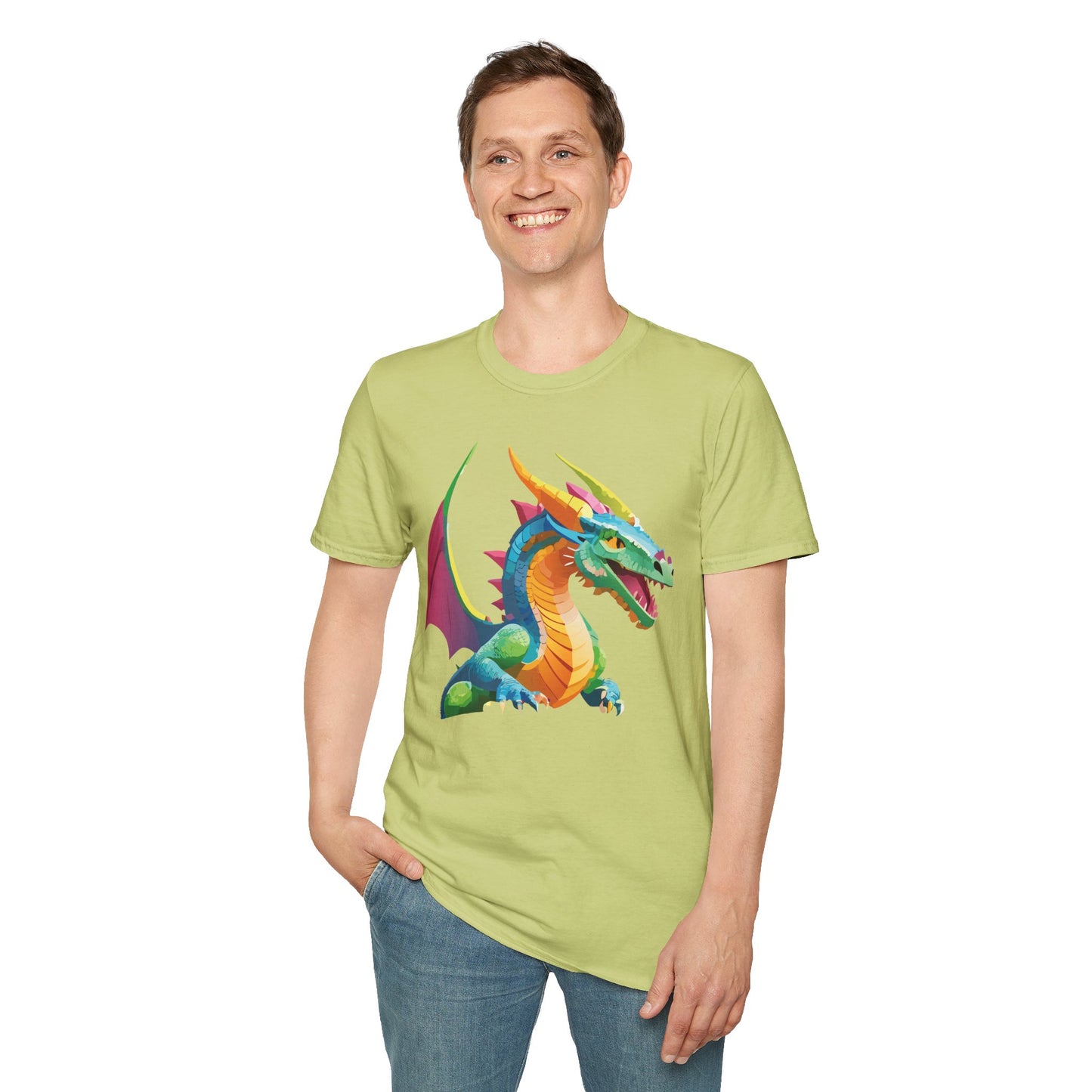 Unisex Dragon Graphic Tee Softstyle Short Sleeve T Shirt Made From Ring Spun Cotton