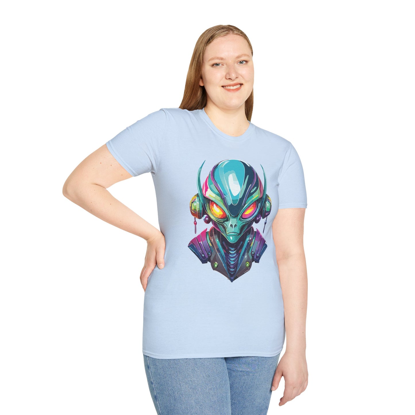 Alien Cosmos Unisex Cotton T Shirt With Alien Artwork Softstyle Ring Spun Cotton 64000