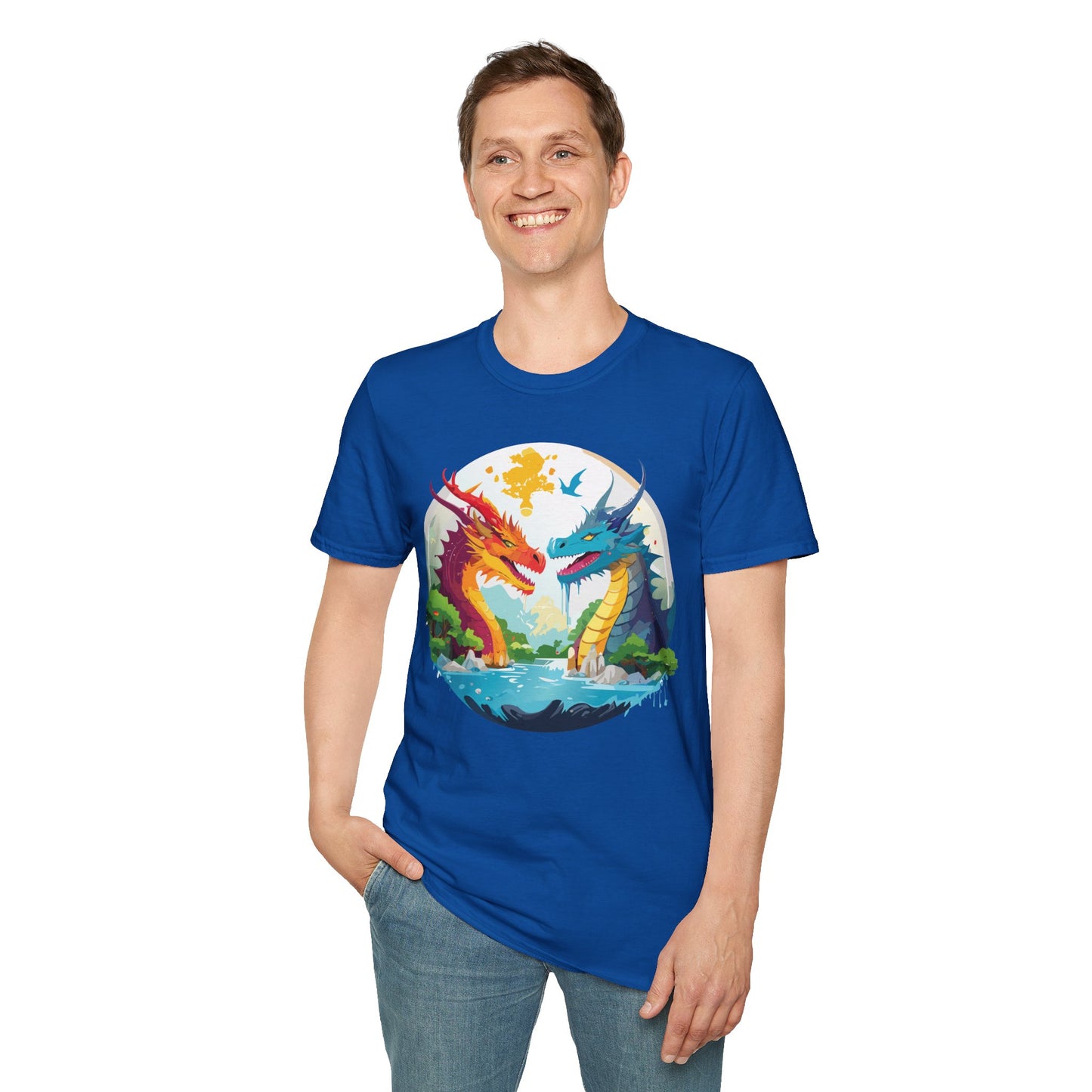 Dragon T Shirt Unisex Gildan Softstyle 64000 100 Percent Cotton Animal Print Tee Artwork