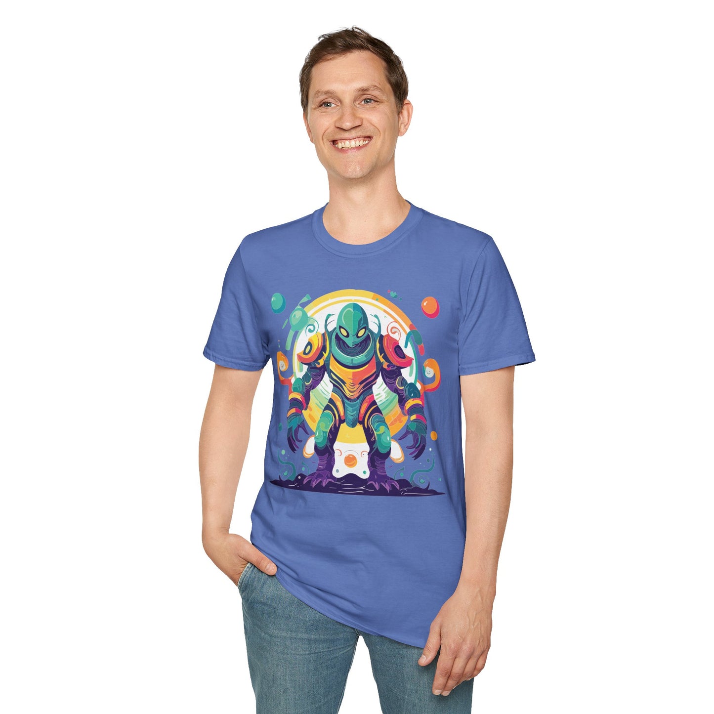 Cosmos Alien T Shirt Unisex Softstyle 64000 with Art Design Durable Comfort Artwork Tee