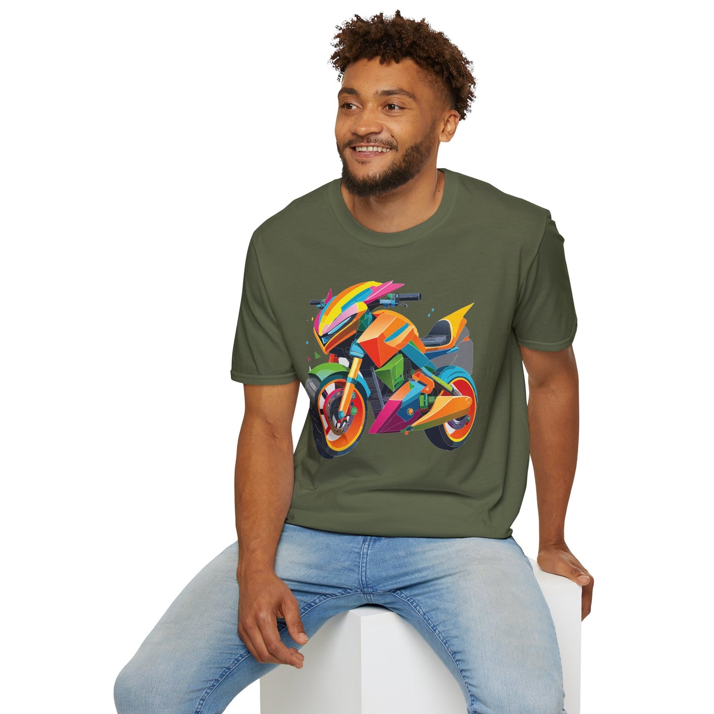 Unisex Bike T Shirt Moto Shirt MTB T Shirt With Art Design Softstyle Cotton Tee For Enthusiasts