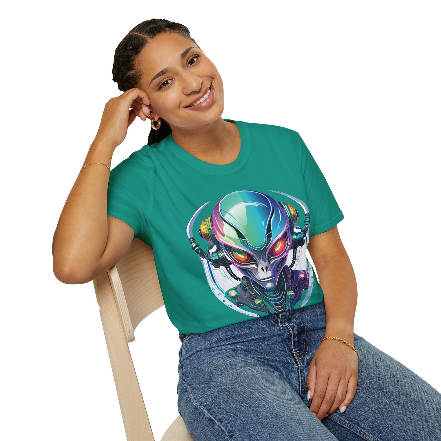 Alien Cosmos T Shirt Unisex Softstyle 64000 Tee With Alien Space Design 100 Percent Ringspun Cotton