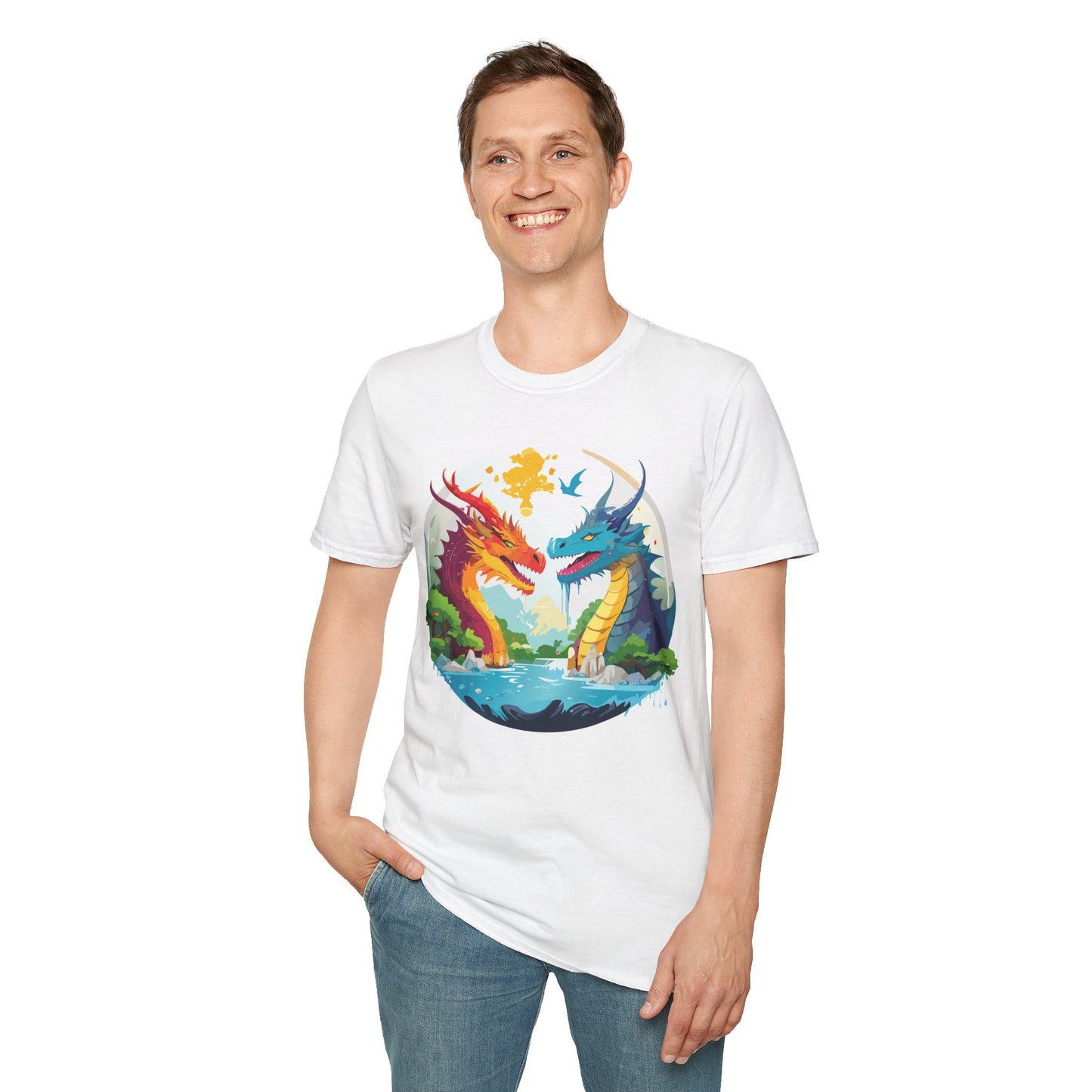 Dragon T Shirt Unisex Gildan Softstyle 64000 100 Percent Cotton Animal Print Tee Artwork