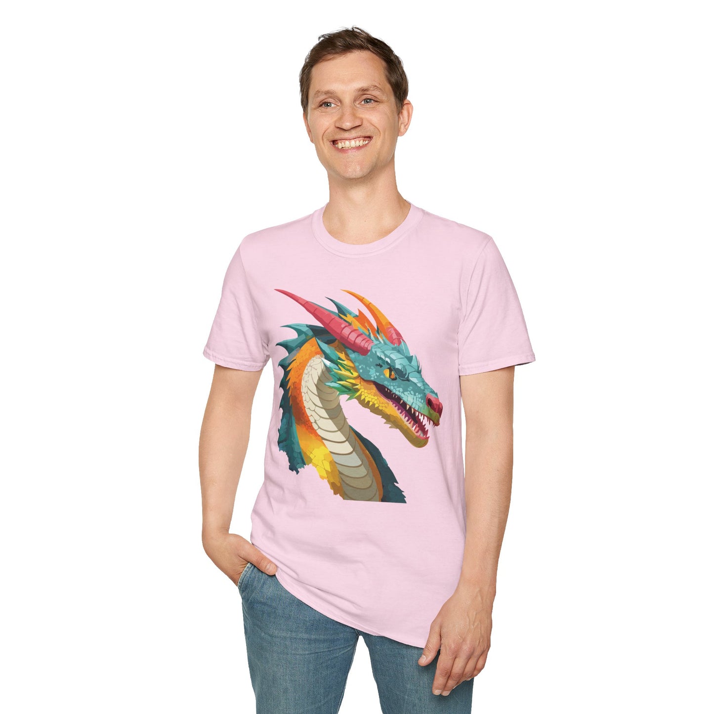 Dragon T Shirt Unisex Softstyle Art Design Tee With Animals Theme Gildan 64000 Premium Quality
