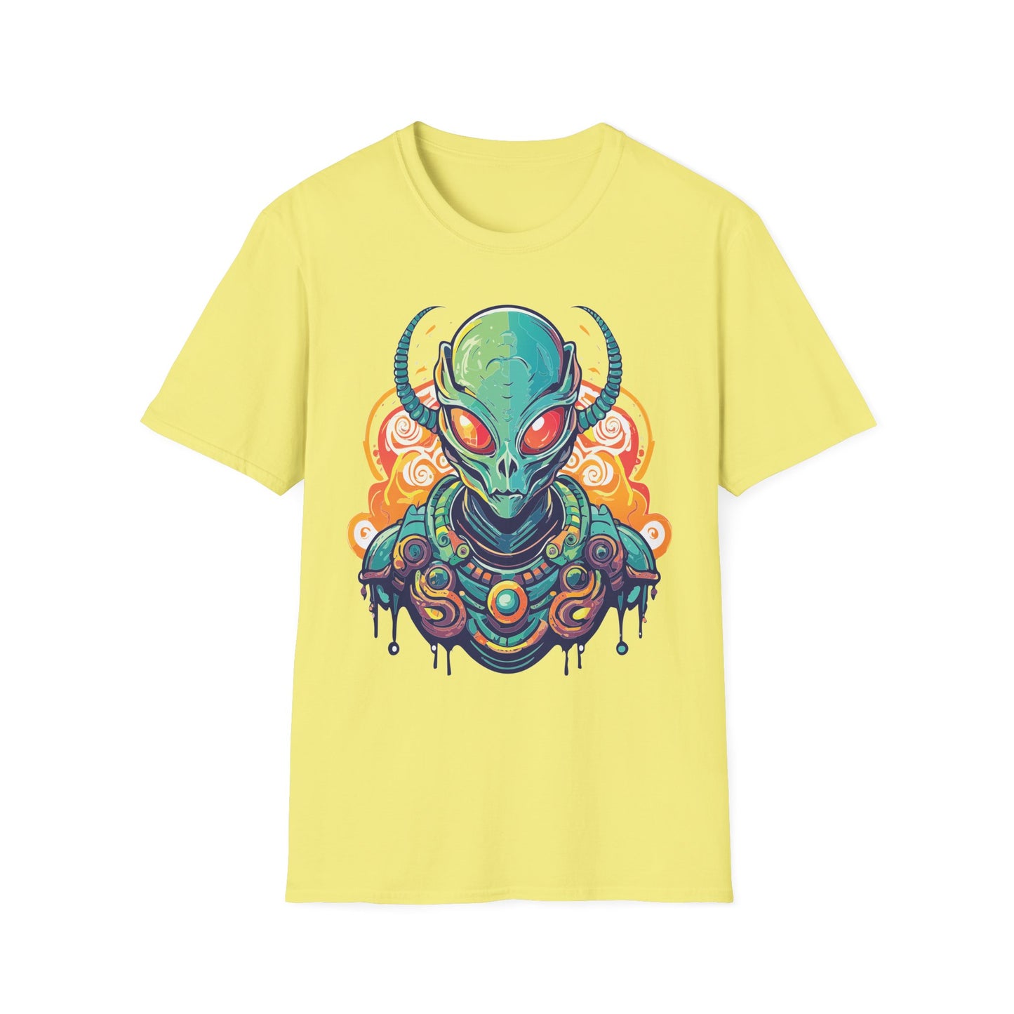 Cosmos Alien T Shirt Unisex Softstyle Cotton Tee With Space Artwork Graphic Design