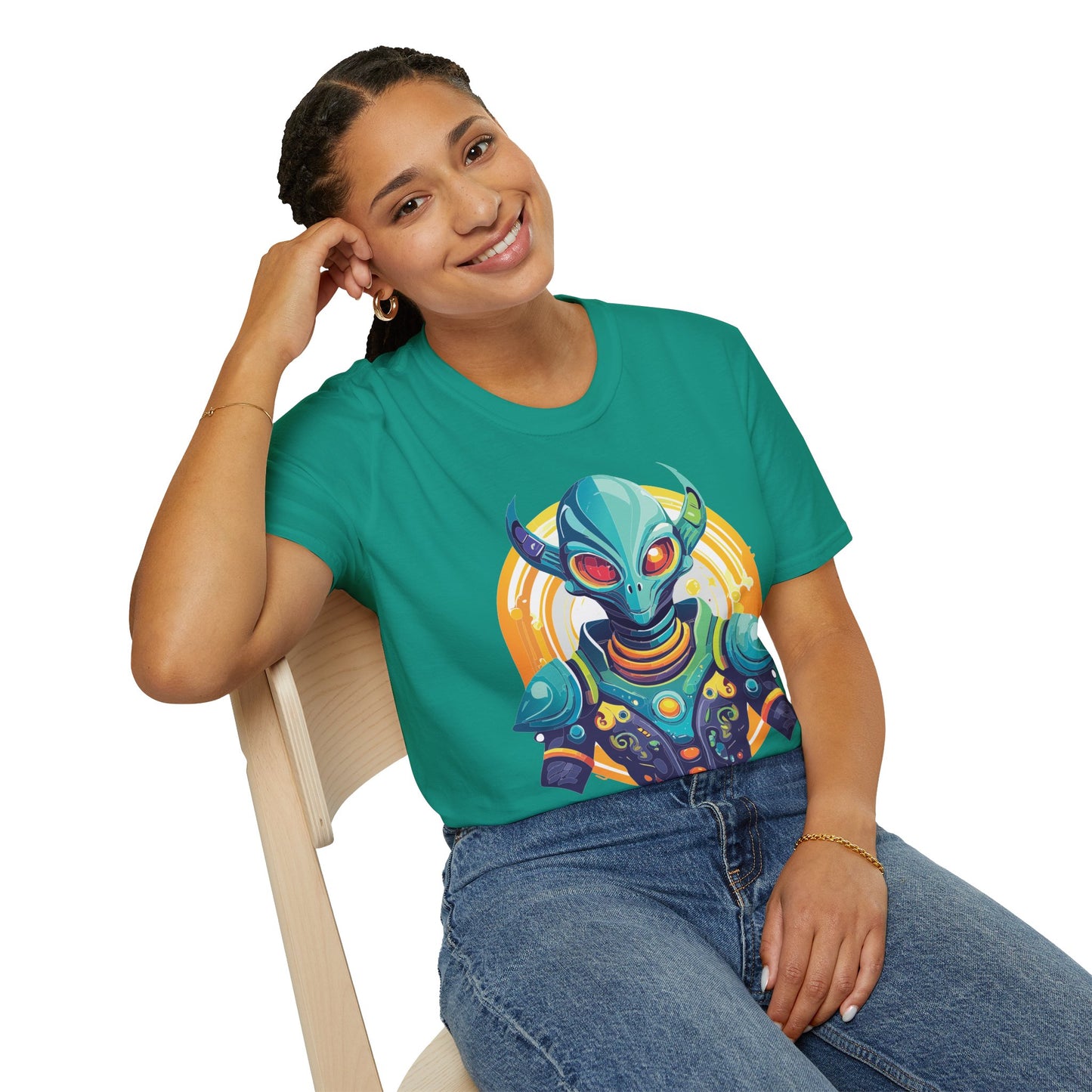 Alien T Shirt Cosmos Design Unisex Softstyle Cotton Tee With Aliens Art Graphic Print