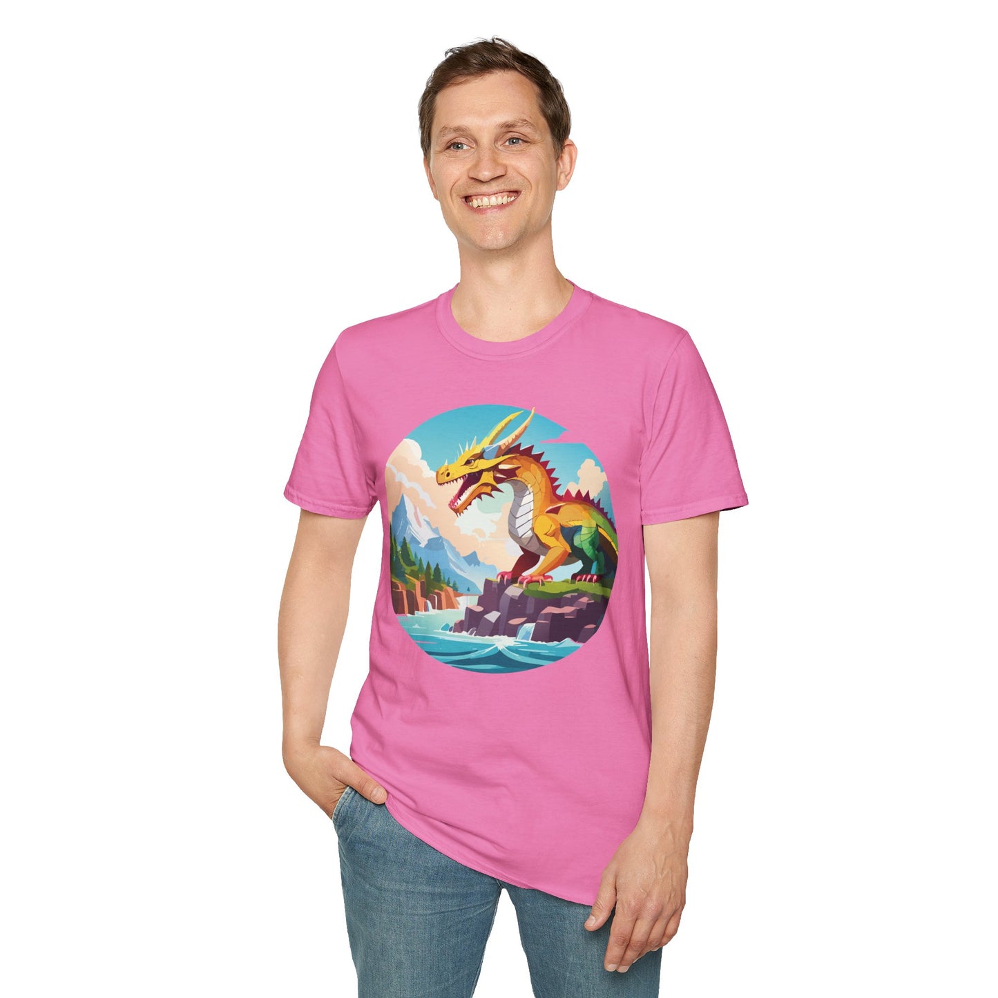 Dragon T Shirt Unisex Softstyle Cotton Tee With Colorful Animal Art Design For Everyday Wear