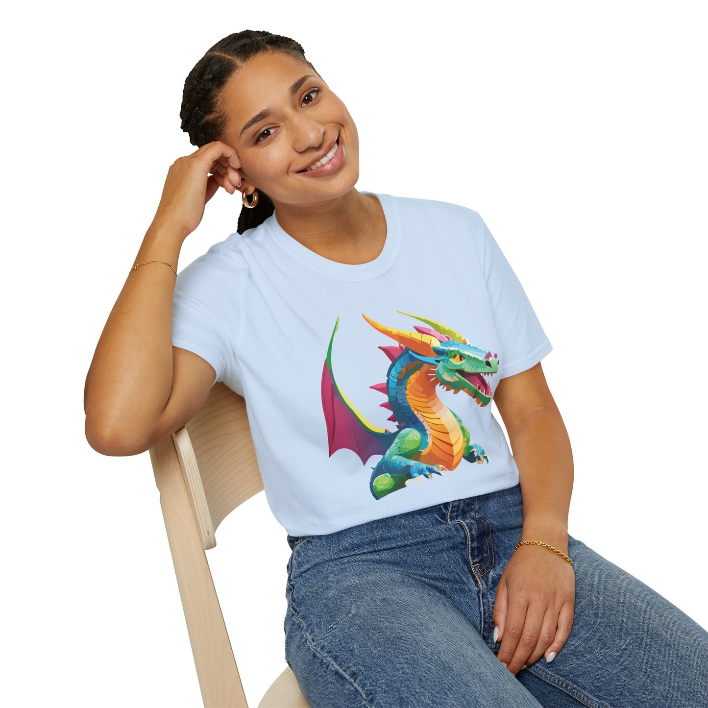 Unisex Dragon Graphic Tee Softstyle Short Sleeve T Shirt Made From Ring Spun Cotton