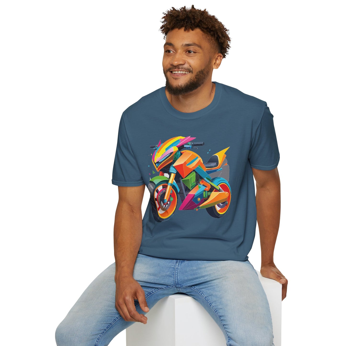 Unisex Bike T Shirt Moto Shirt MTB T Shirt With Art Design Softstyle Cotton Tee For Enthusiasts