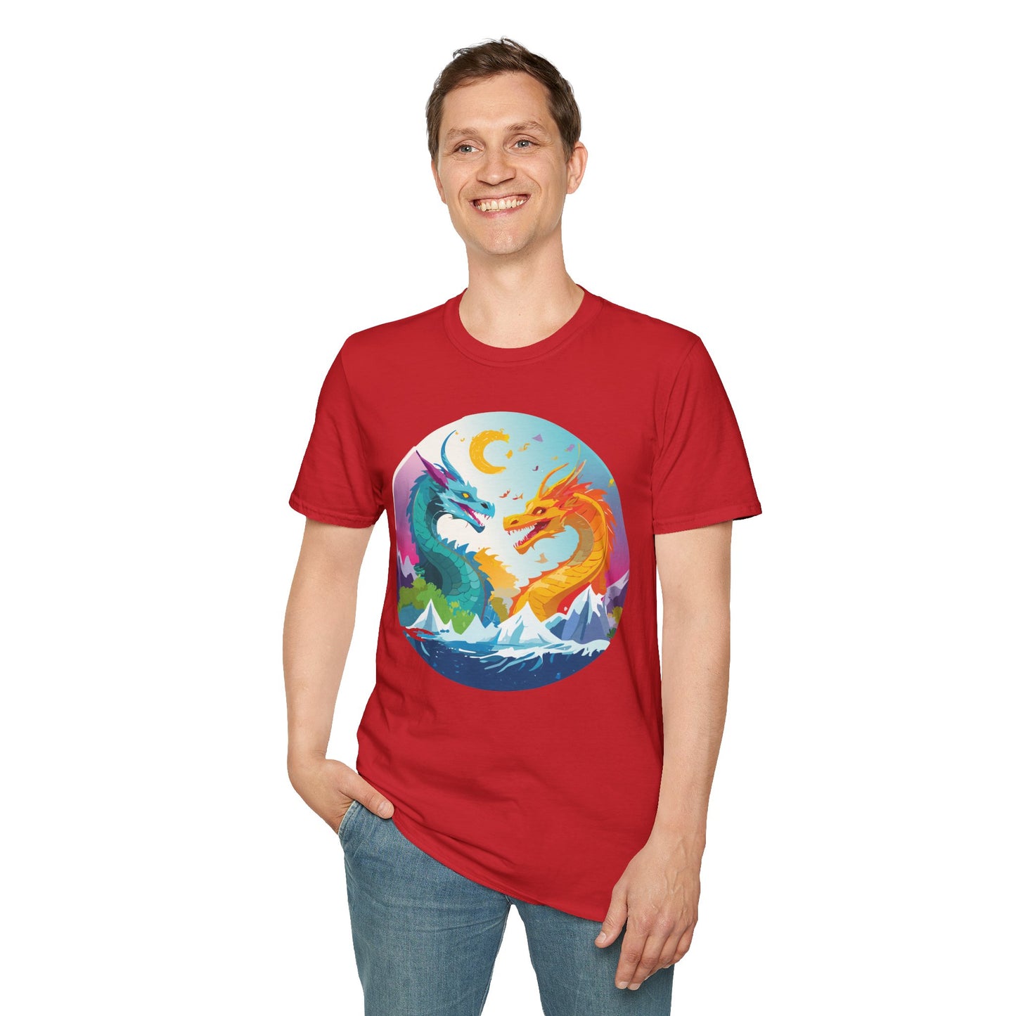 Dragon T Shirt Unisex Gildan Softstyle 64000 Tee Dragon Artwork Animal Print Shirt
