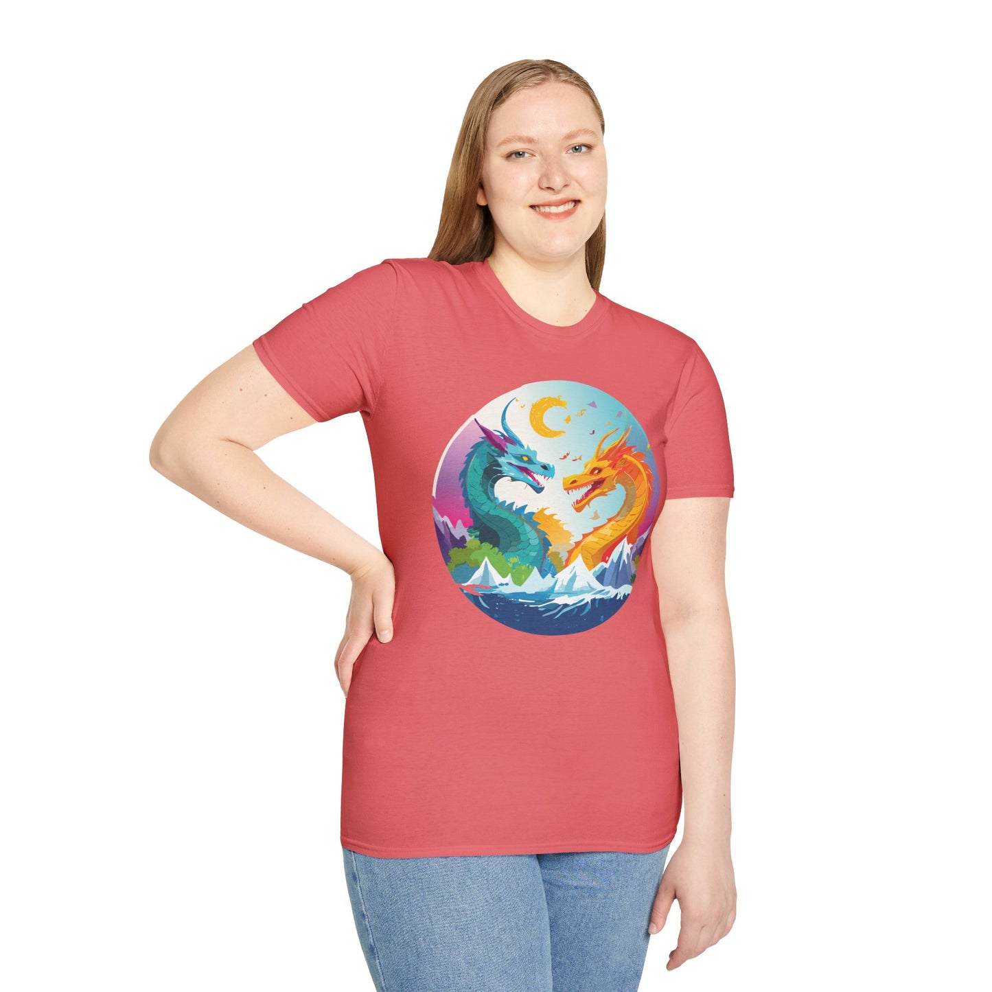 Dragon T Shirt Unisex Gildan Softstyle 64000 Tee Dragon Artwork Animal Print Shirt
