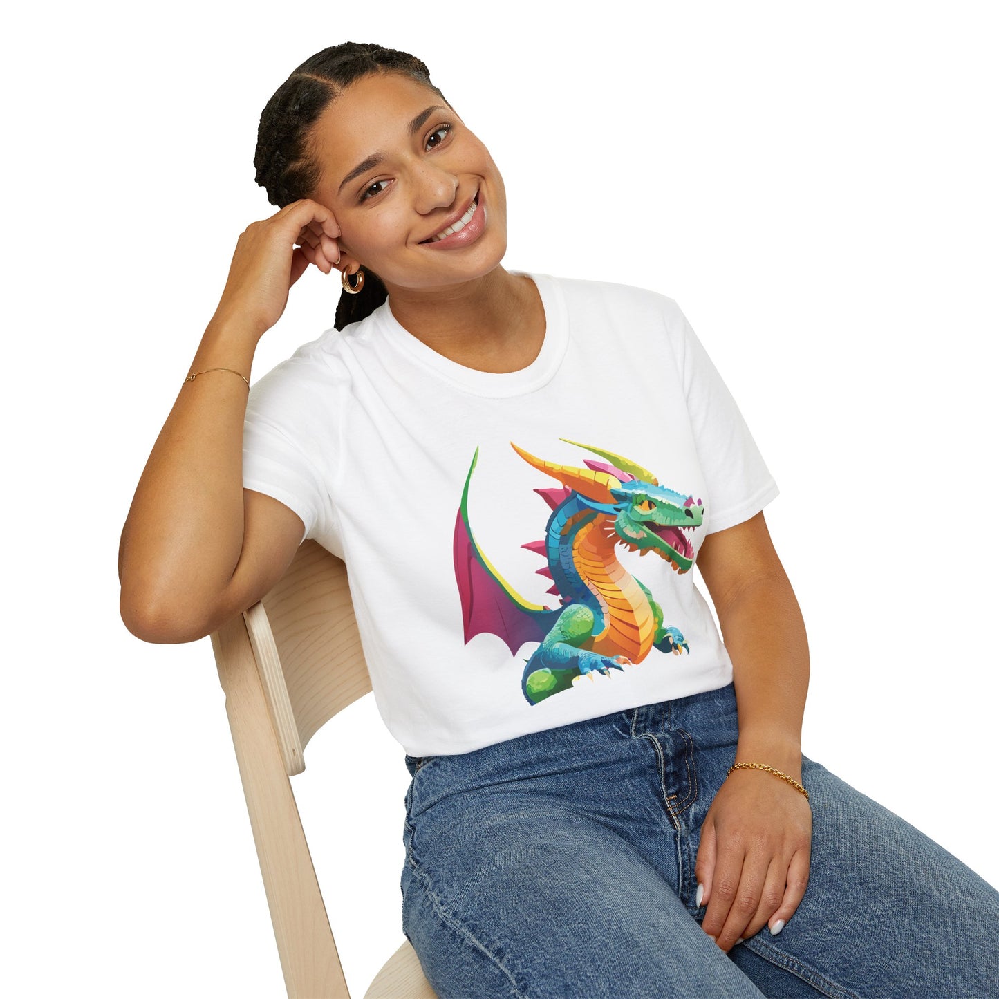 Unisex Dragon Graphic Tee Softstyle Short Sleeve T Shirt Made From Ring Spun Cotton