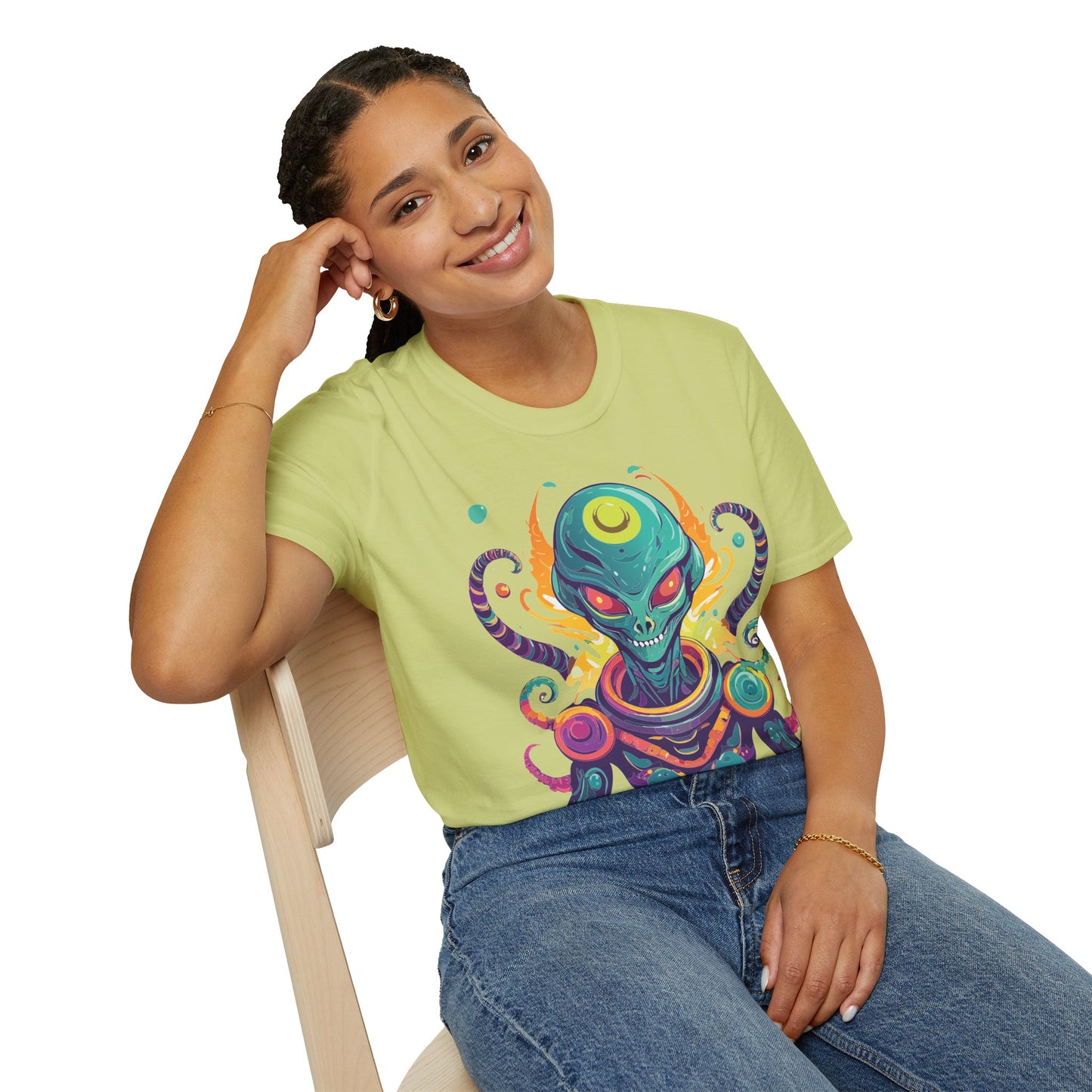 Alien Cosmos Unisex T Shirt With Aliens Design Gildan Softstyle 64000 Comfortable Lightweight Tee