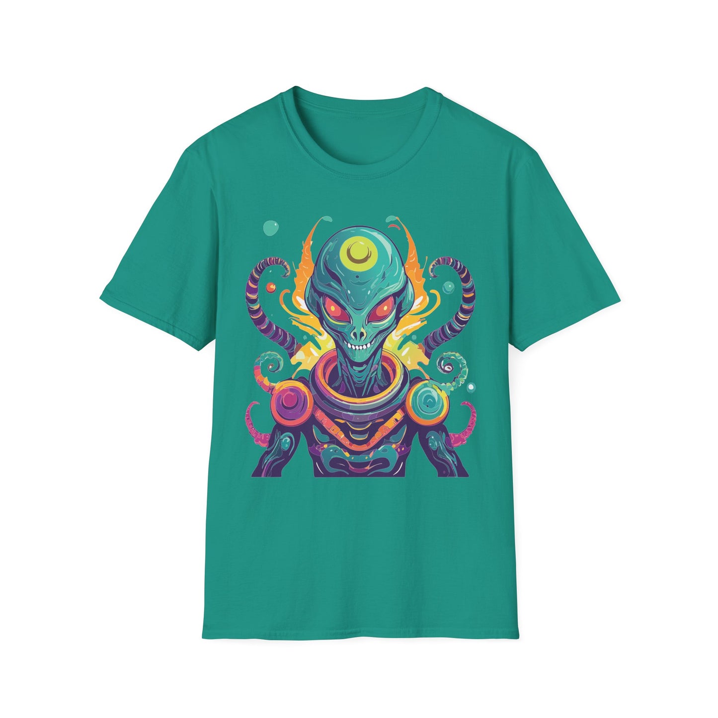 Alien Cosmos Unisex T Shirt With Aliens Design Gildan Softstyle 64000 Comfortable Lightweight Tee