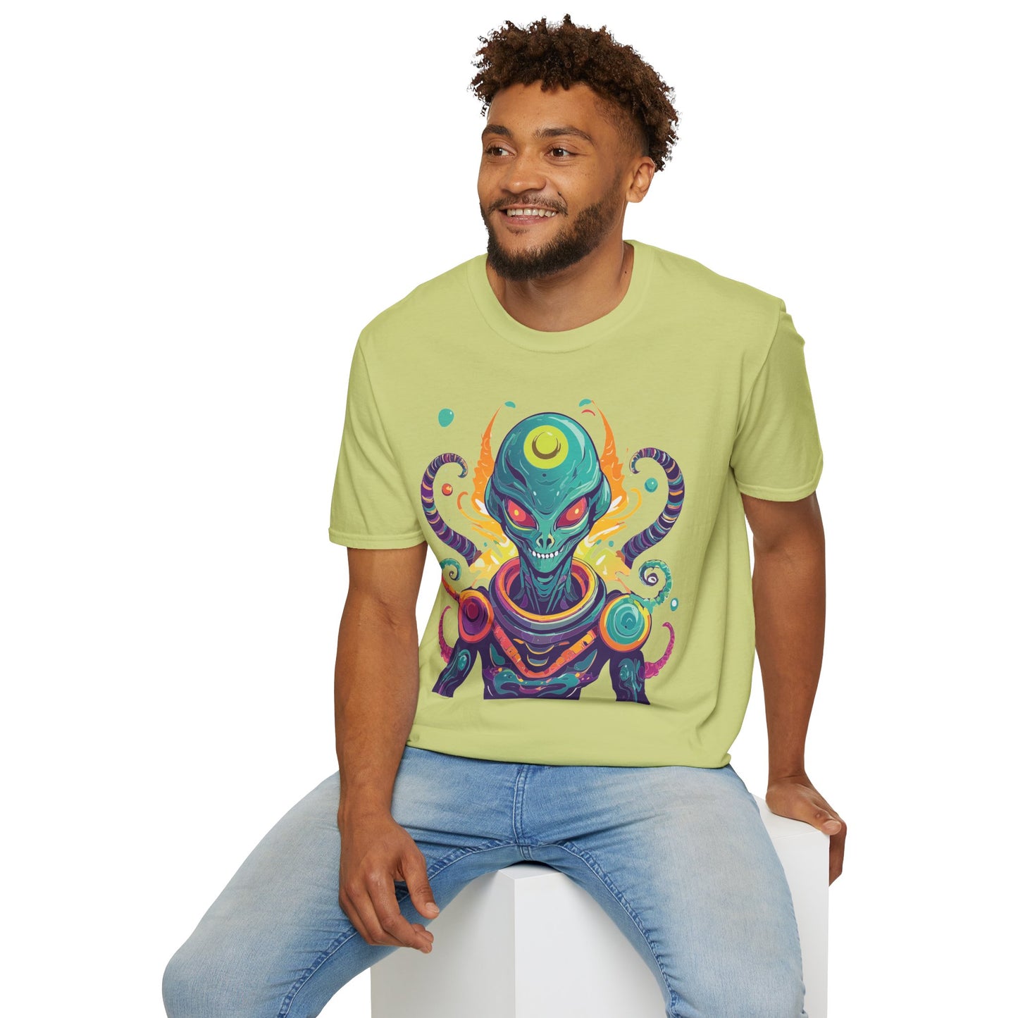 Alien Cosmos Unisex T Shirt With Aliens Design Gildan Softstyle 64000 Comfortable Lightweight Tee