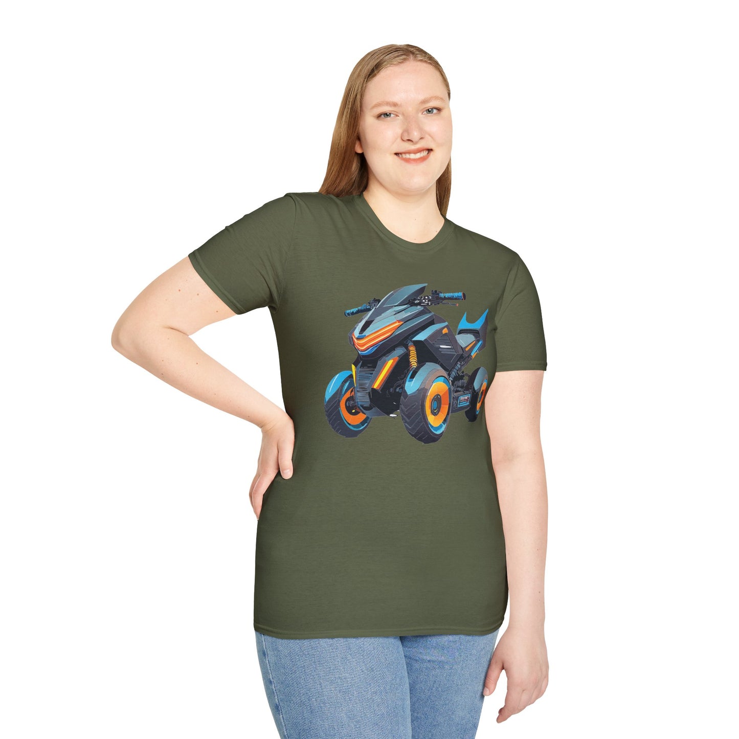 Unisex Motorcycle Art Design T Shirt Softstyle 64000 MTB Graphic Tee For Riders