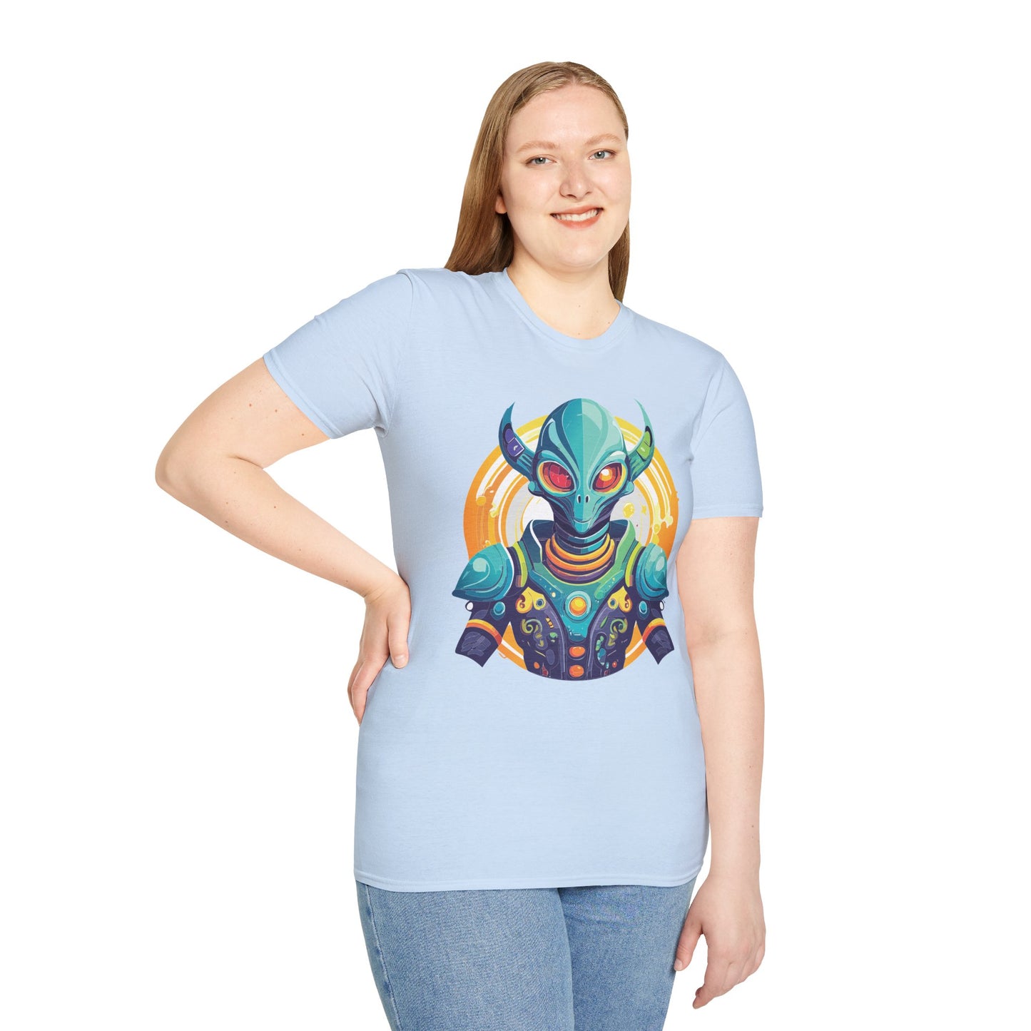 Alien T Shirt Cosmos Design Unisex Softstyle Cotton Tee With Aliens Art Graphic Print