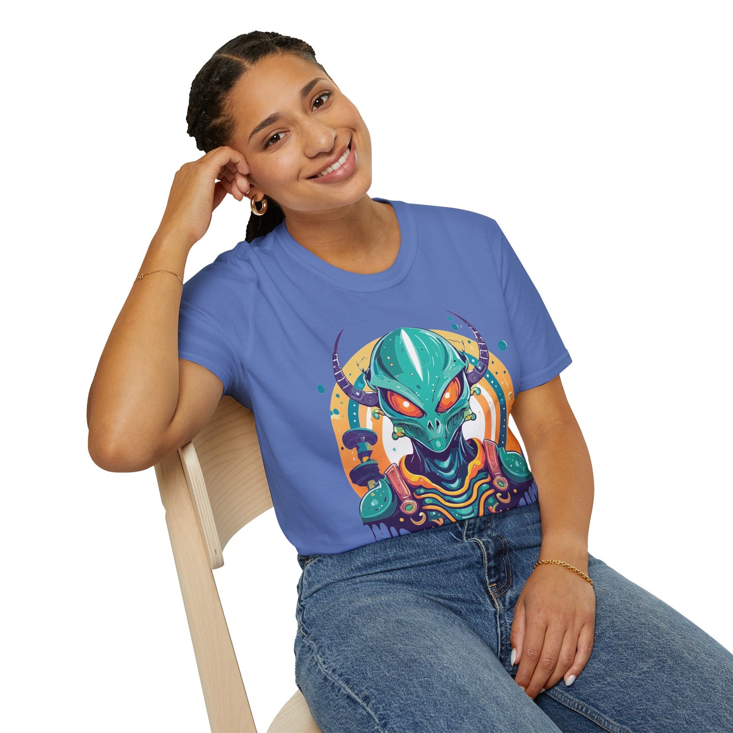 Alien T Shirt Cosmos Shirt Unisex Softstyle Tee 100 Percent Ring Spun Cotton Short Sleeve