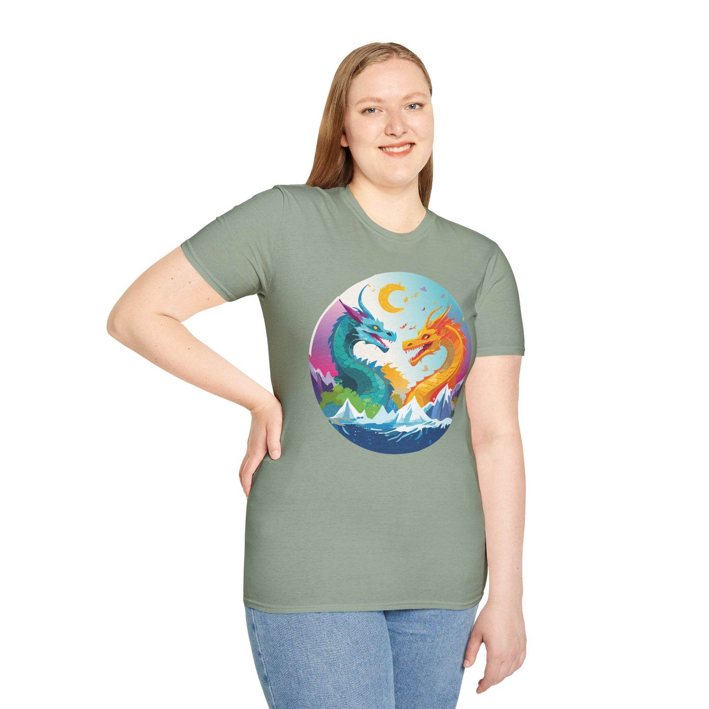 Dragon T Shirt Unisex Gildan Softstyle 64000 Tee Dragon Artwork Animal Print Shirt