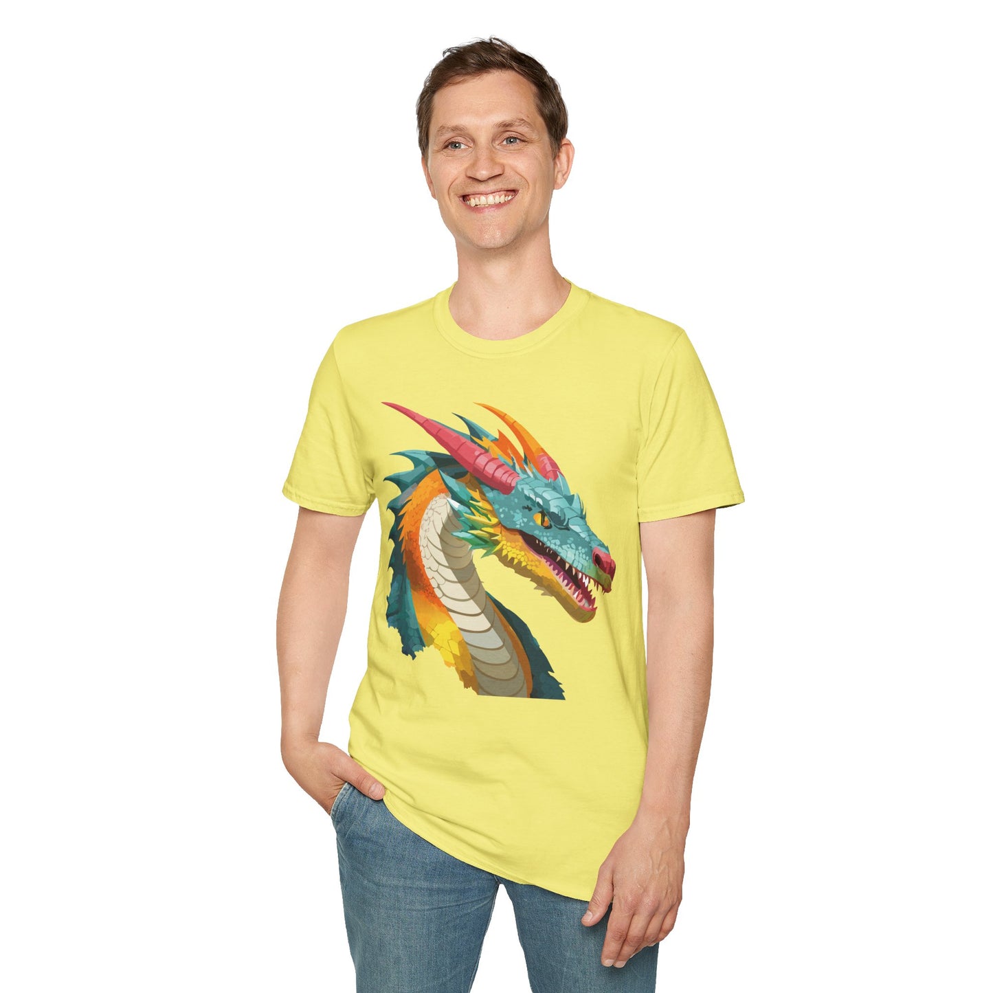 Dragon T Shirt Unisex Softstyle Art Design Tee With Animals Theme Gildan 64000 Premium Quality