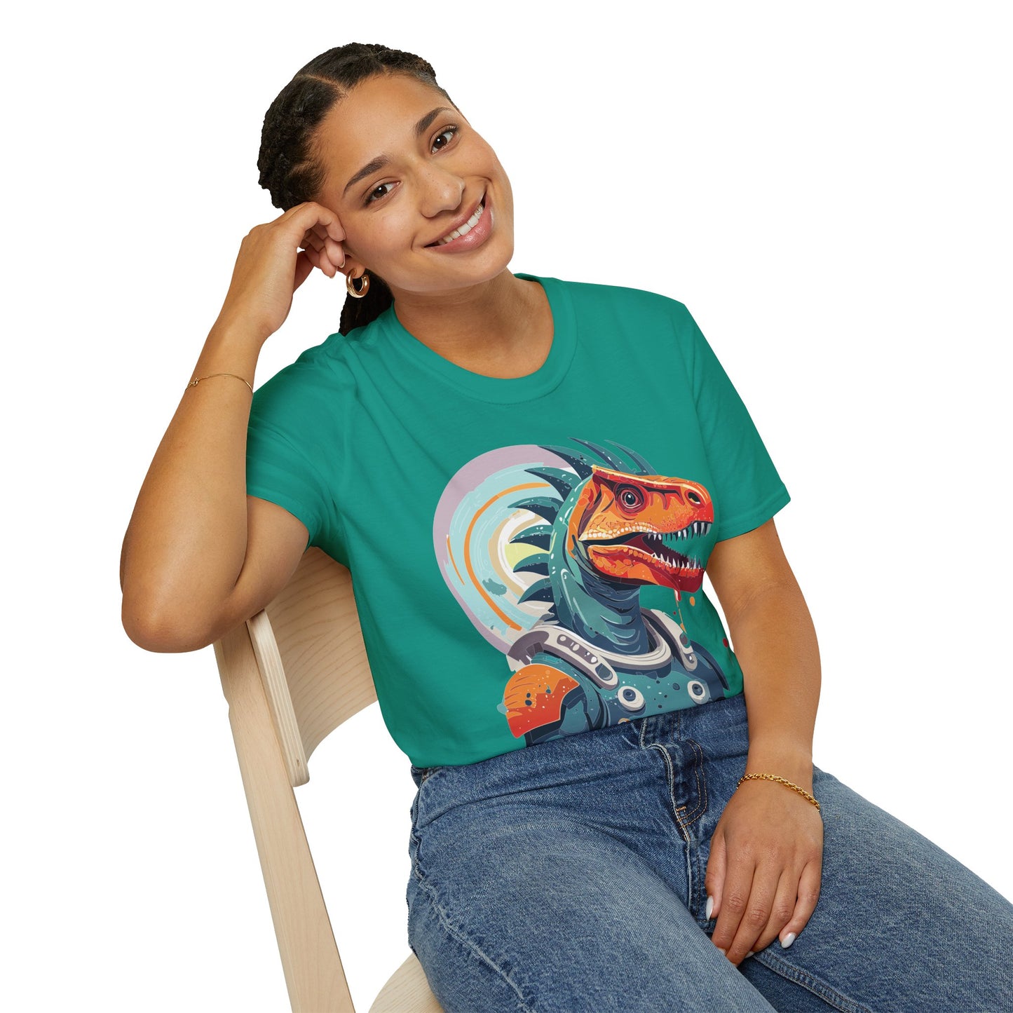 Unisex Gildan Softstyle 64000 Alien T Shirt With Cosmos Space Alien Art Graphic Tee