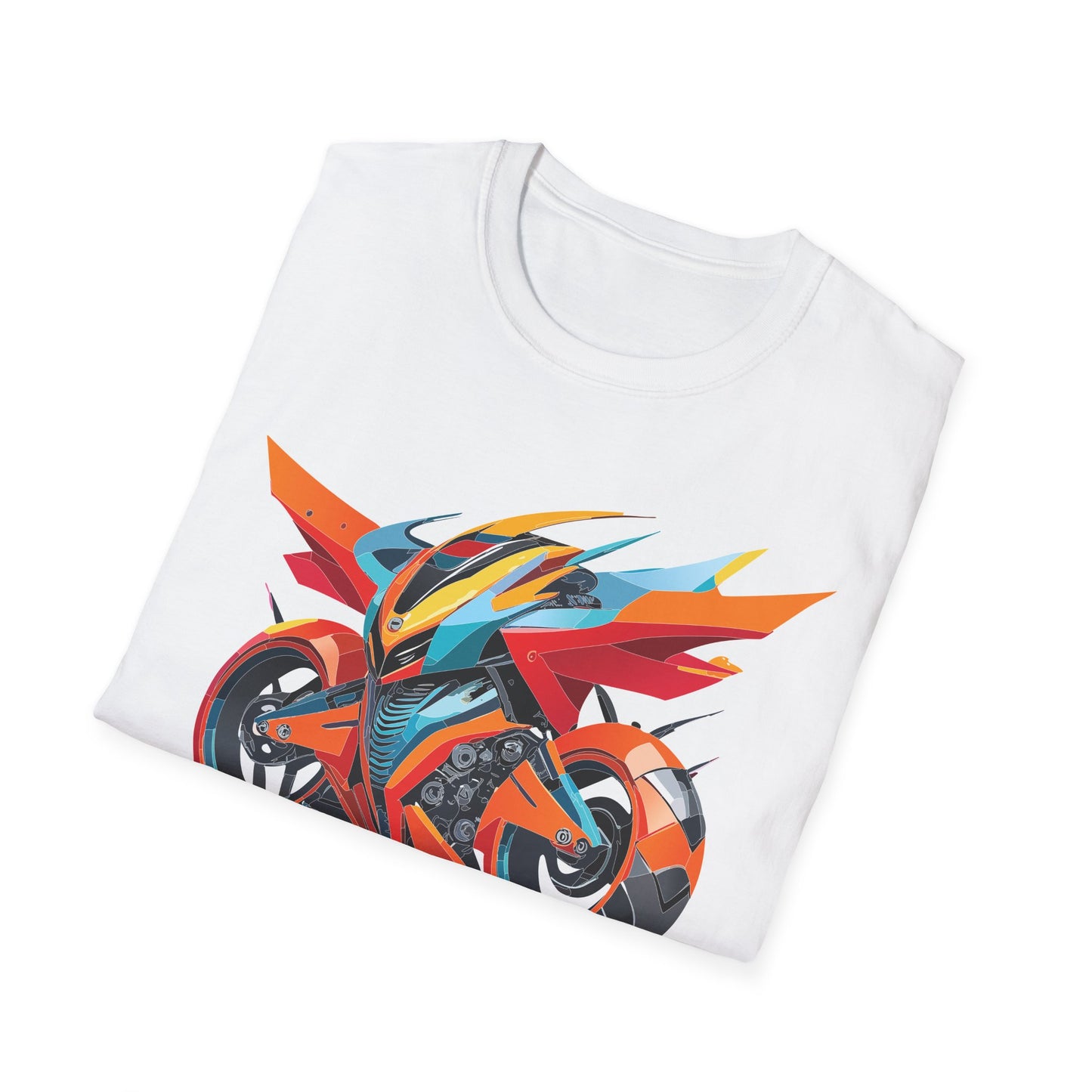 Unisex Bike T Shirt With Motorcycle Art Design Graphic Tee Softstyle 64000 Cotton