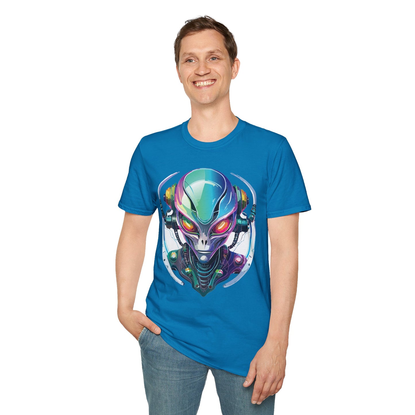 Alien Cosmos T Shirt Unisex Softstyle 64000 Tee With Alien Space Design 100 Percent Ringspun Cotton