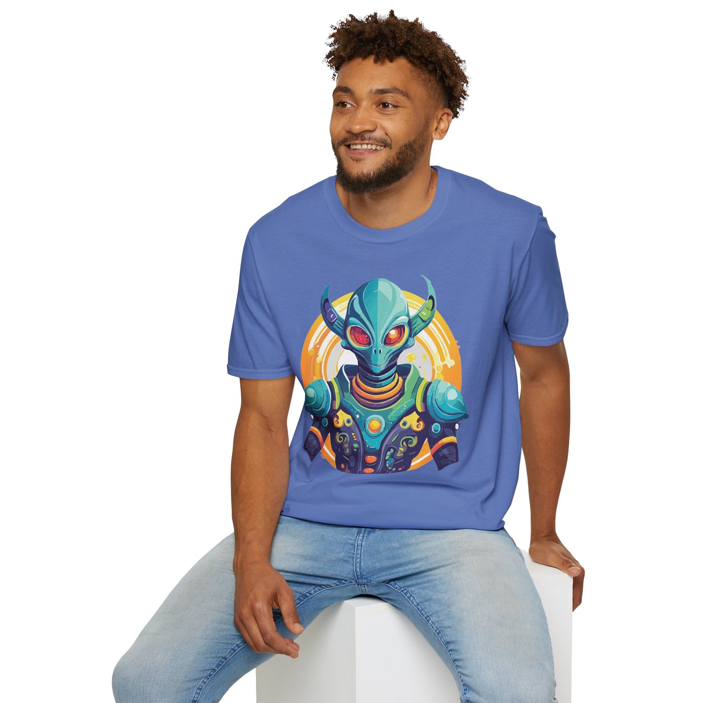 Alien T Shirt Cosmos Design Unisex Softstyle Cotton Tee With Aliens Art Graphic Print