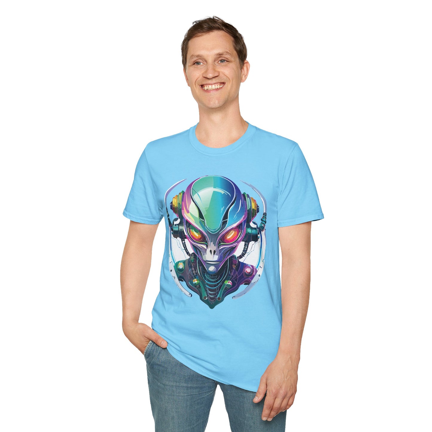 Alien Cosmos T Shirt Unisex Softstyle 64000 Tee With Alien Space Design 100 Percent Ringspun Cotton