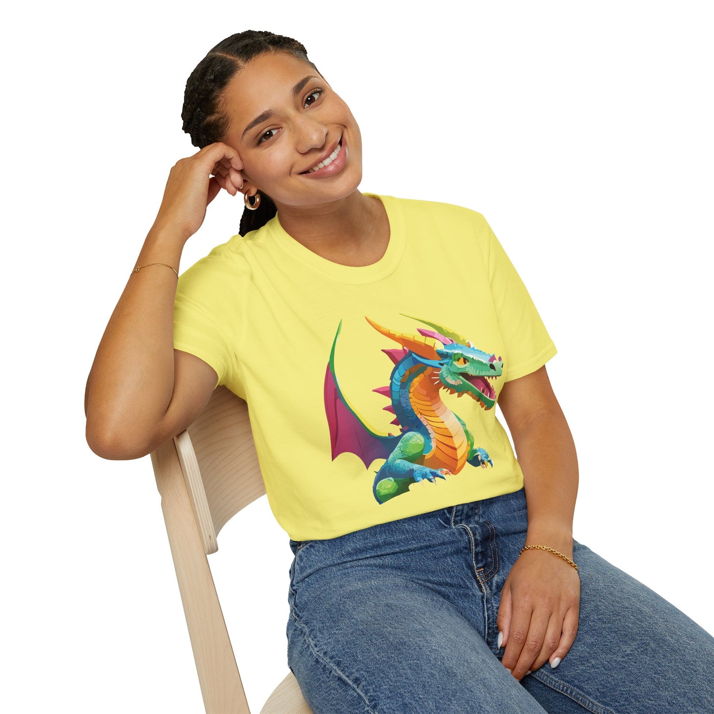 Unisex Dragon Graphic Tee Softstyle Short Sleeve T Shirt Made From Ring Spun Cotton