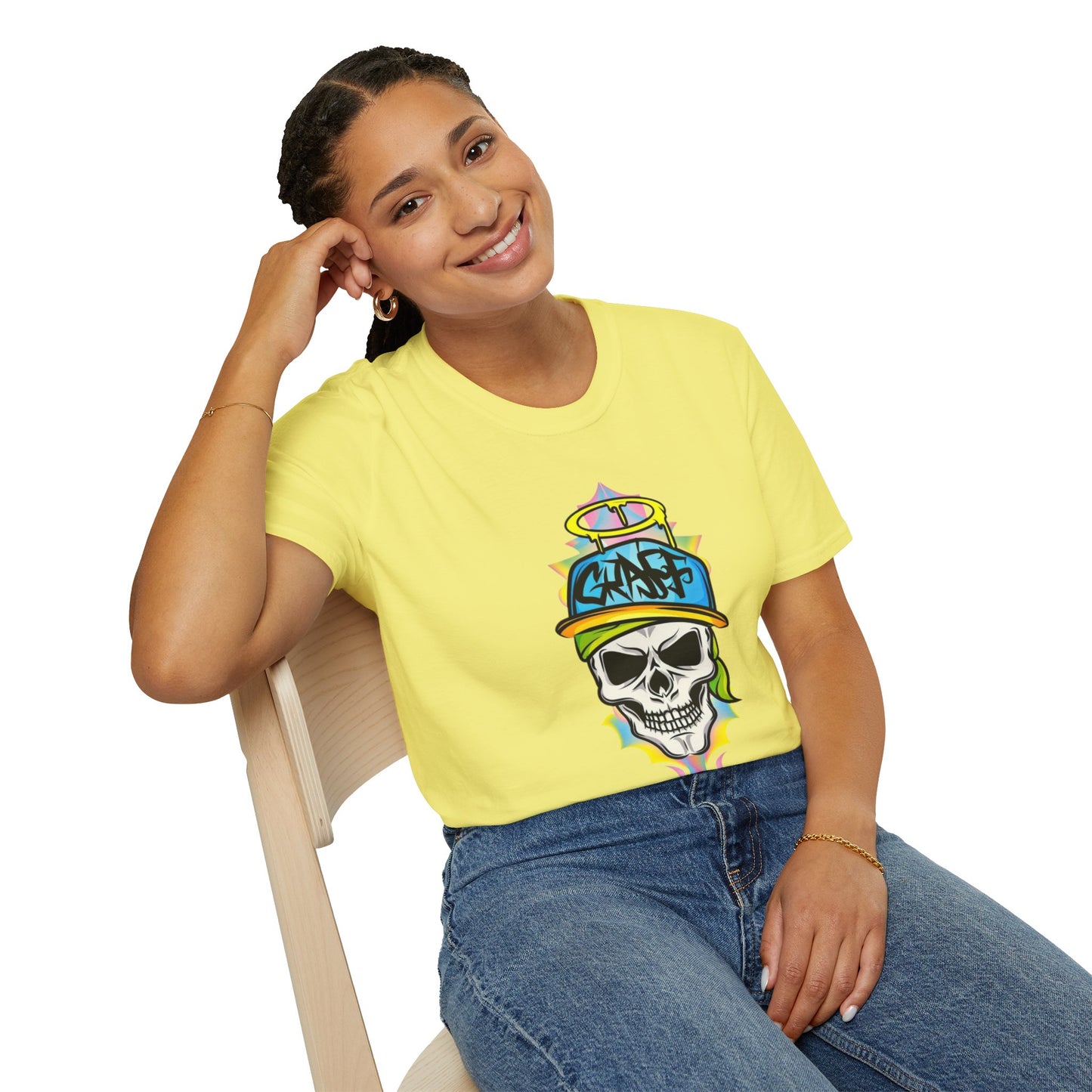 Unisex Skull Graphic Tee Shirt With Skeleton Design Softstyle 64000 100 Percent Ring Spun Cotton