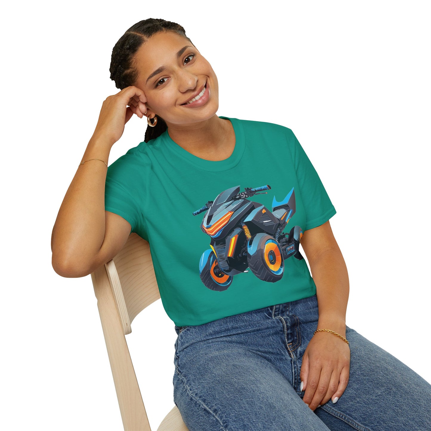 Unisex Motorcycle Art Design T Shirt Softstyle 64000 MTB Graphic Tee For Riders