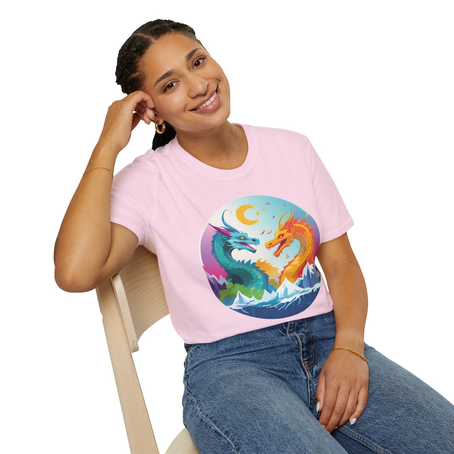Dragon T Shirt Unisex Gildan Softstyle 64000 Tee Dragon Artwork Animal Print Shirt