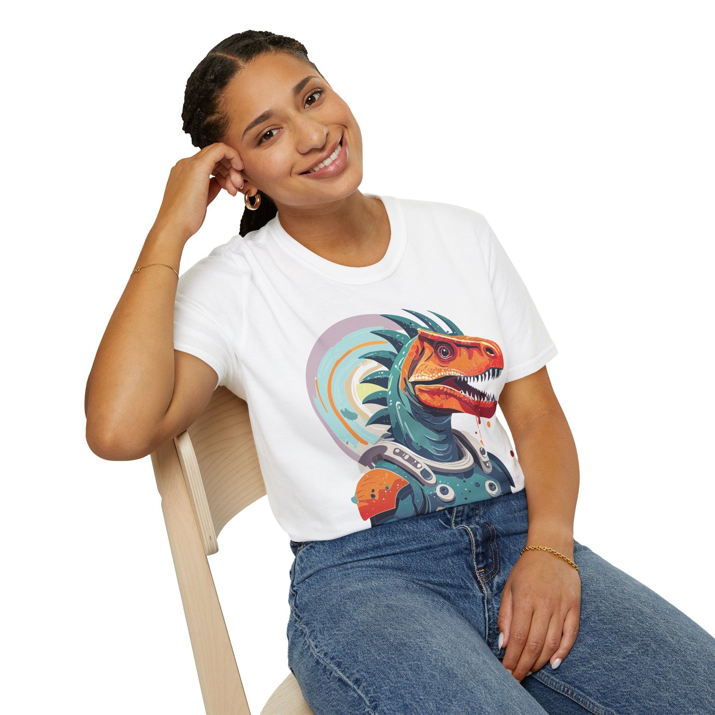 Unisex Gildan Softstyle 64000 Alien T Shirt With Cosmos Space Alien Art Graphic Tee