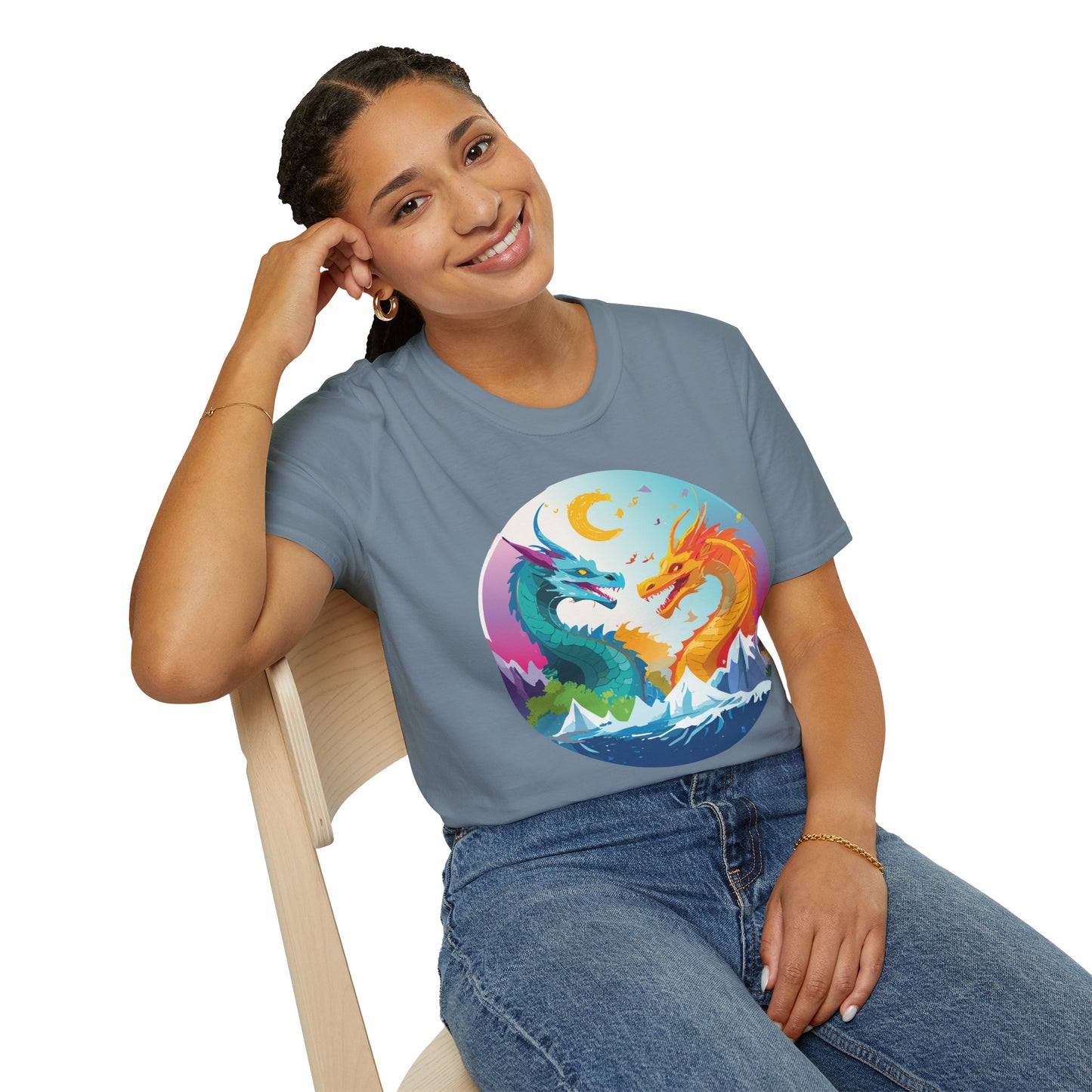 Dragon T Shirt Unisex Gildan Softstyle 64000 Tee Dragon Artwork Animal Print Shirt