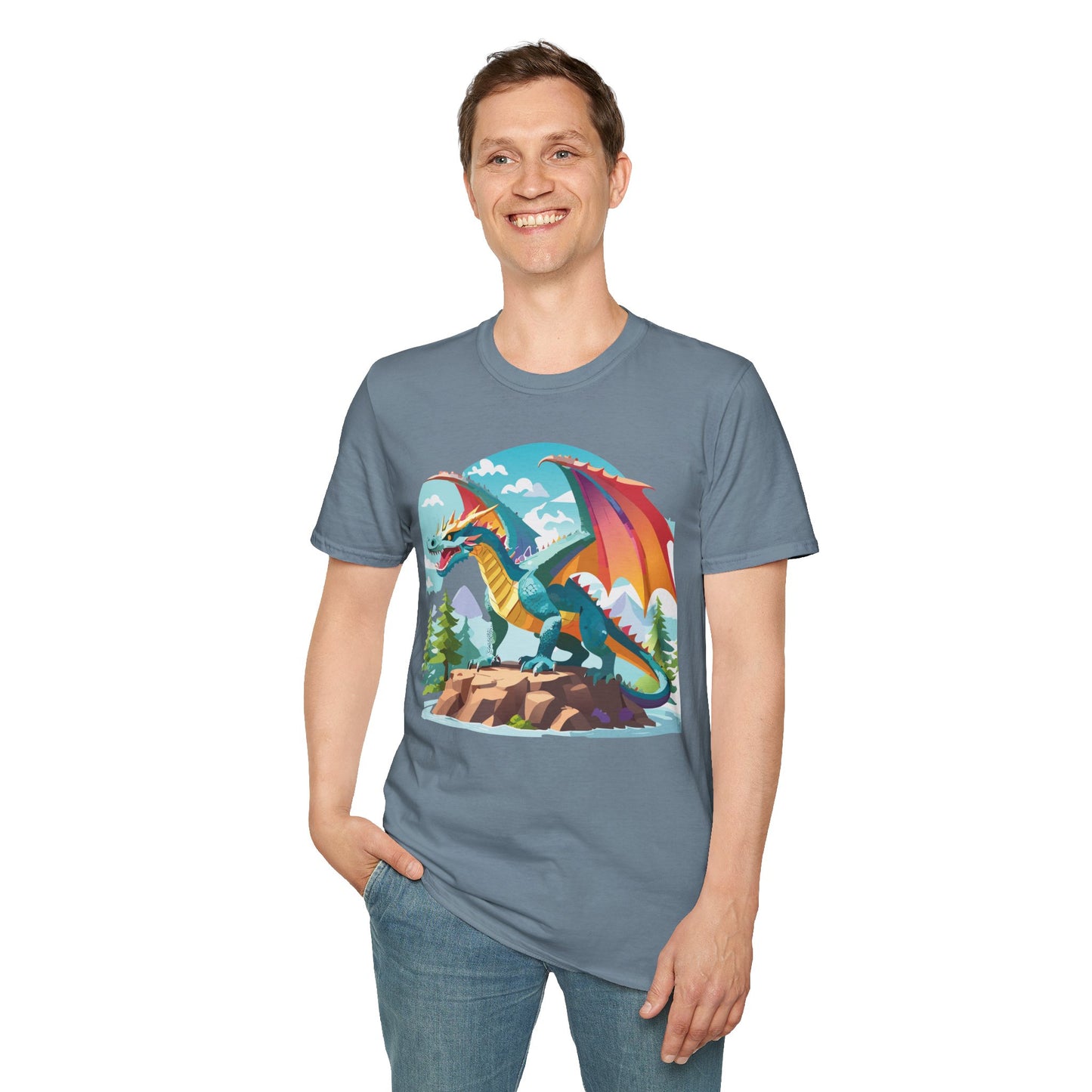 Dragon Graphic Tee Unisex Softstyle 100 Percent Ring Spun Cotton Animal Art Print Shirt