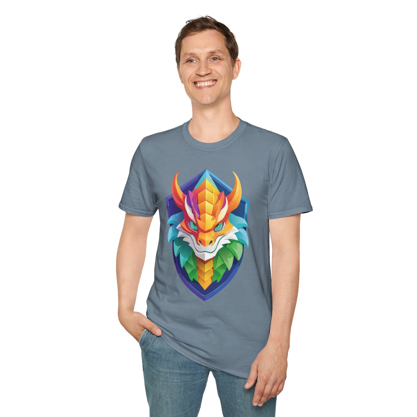 Unisex Dragon T Shirt Softstyle 64000 100 Percent Ring Spun Cotton Comfortable Tee
