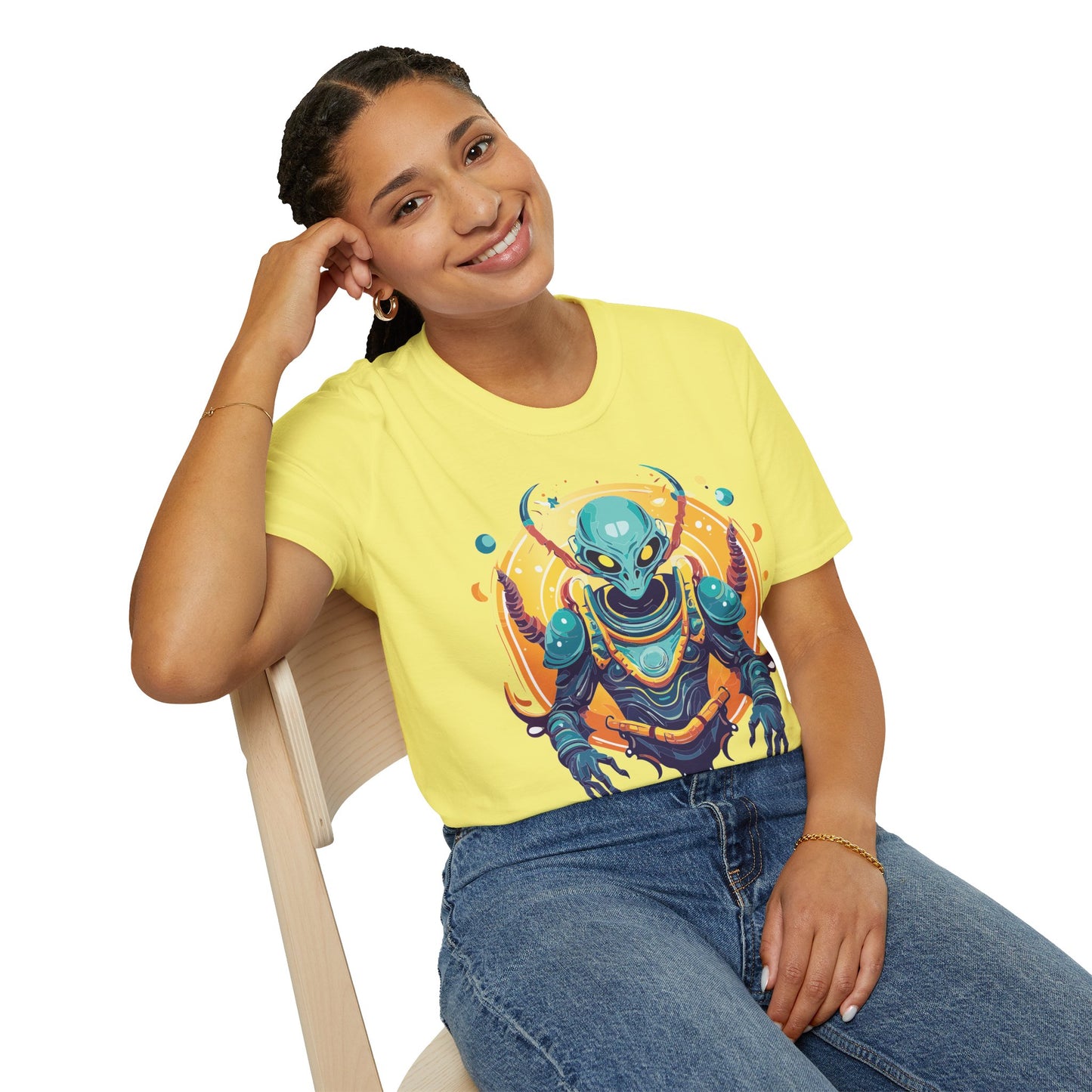 Cosmos Alien T Shirt Unisex Softstyle Short Sleeve Tee With Alien Art Design Artwork