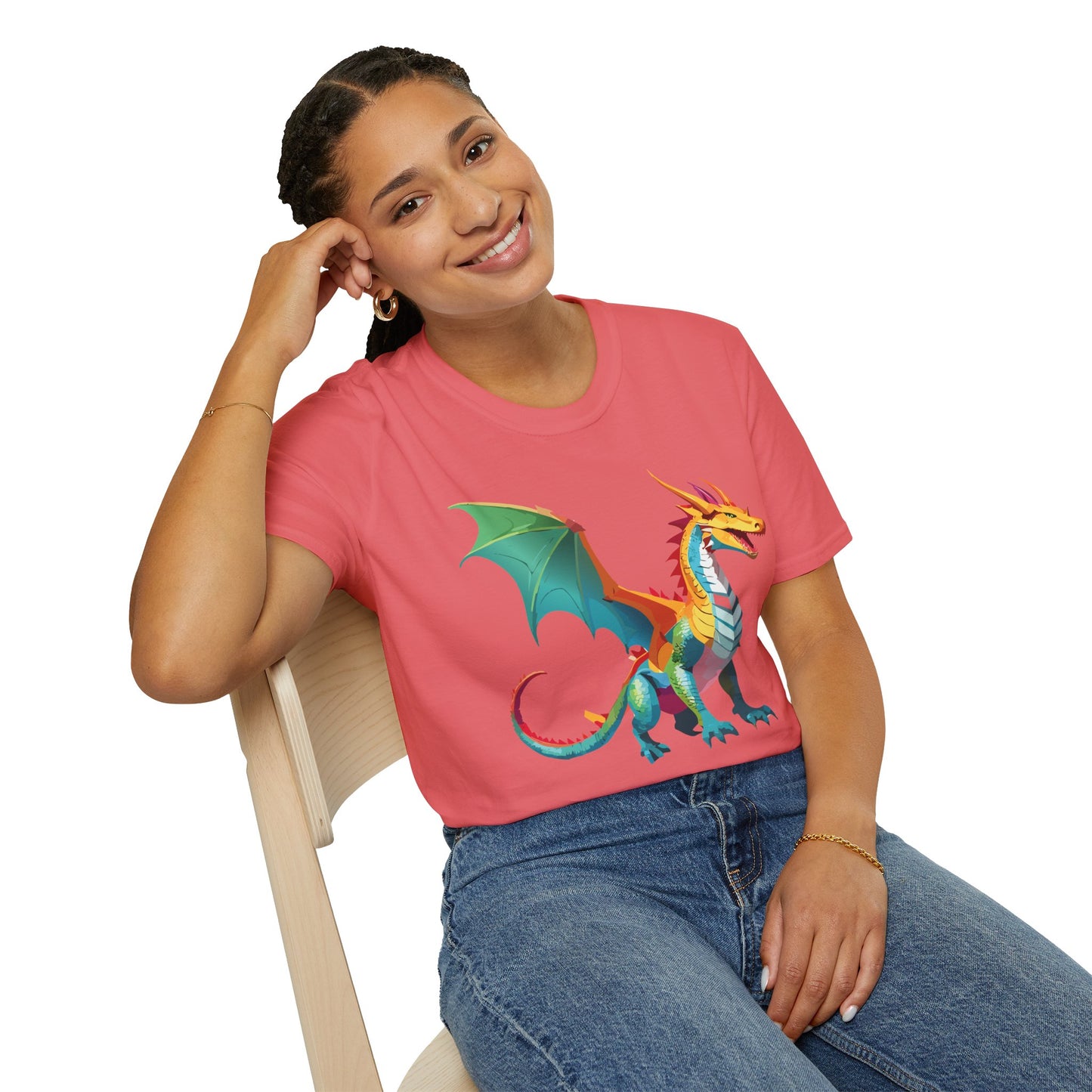 Dragon T Shirt Unisex Animal Design Tee Softstyle Gildan 64000 100 Percent Ring Spun Cotton