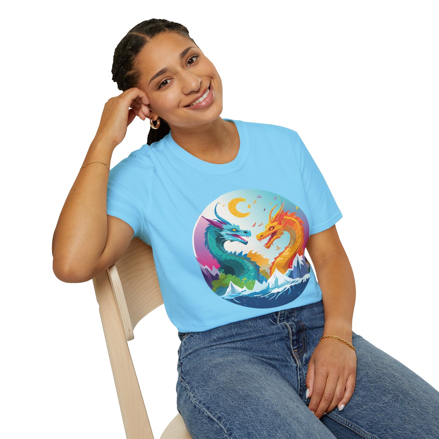 Dragon T Shirt Unisex Gildan Softstyle 64000 Tee Dragon Artwork Animal Print Shirt