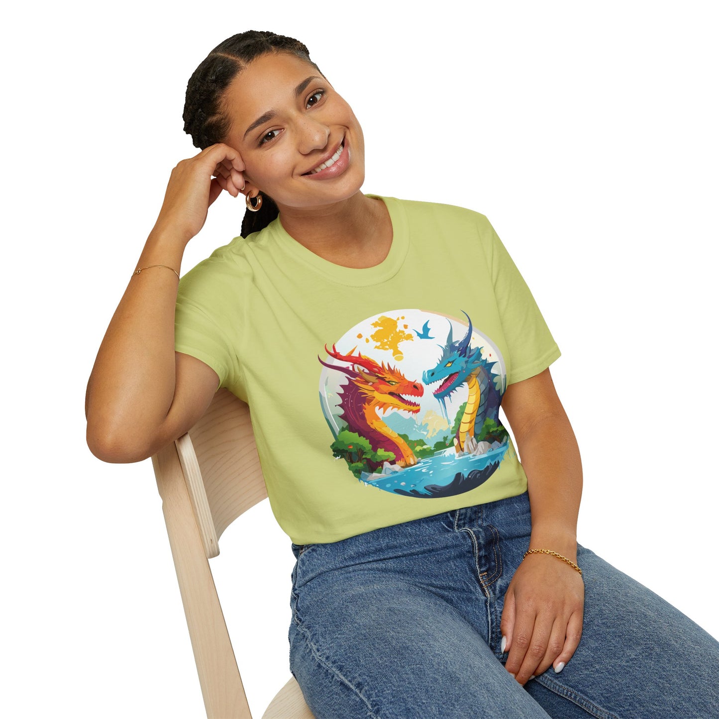 Dragon T Shirt Unisex Gildan Softstyle 64000 100 Percent Cotton Animal Print Tee Artwork