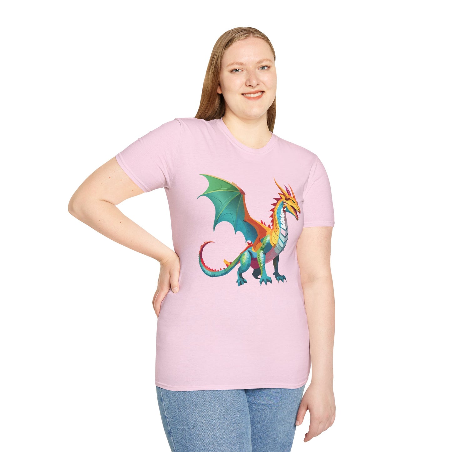 Dragon T Shirt Unisex Animal Design Tee Softstyle Gildan 64000 100 Percent Ring Spun Cotton
