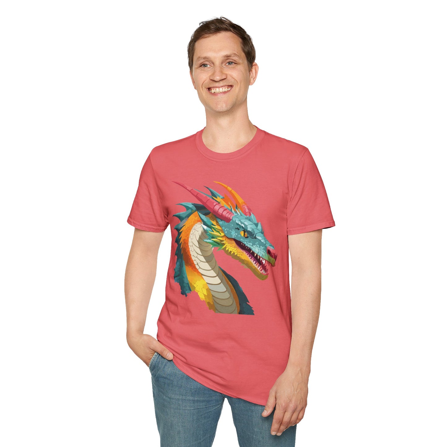 Dragon T Shirt Unisex Softstyle Art Design Tee With Animals Theme Gildan 64000 Premium Quality