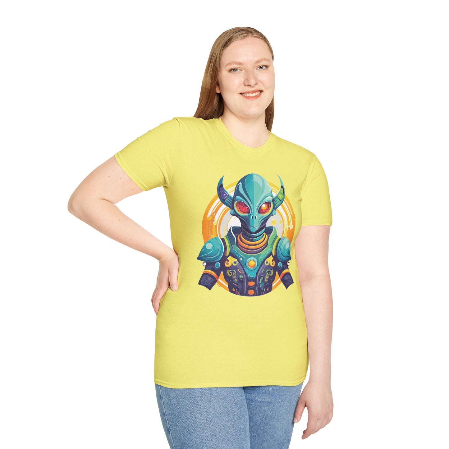 Alien T Shirt Cosmos Design Unisex Softstyle Cotton Tee With Aliens Art Graphic Print