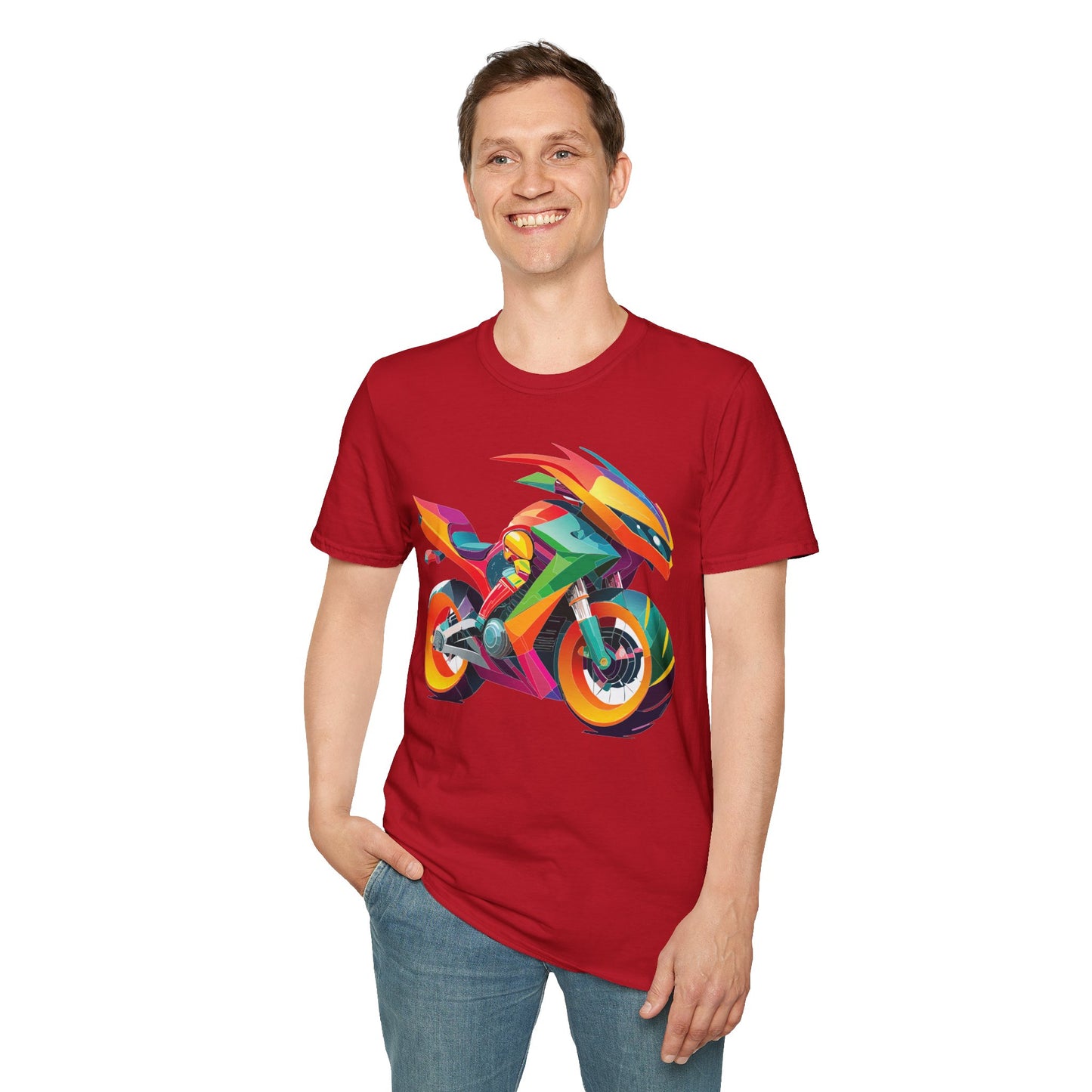 Unisex Bike T Shirt With Motorcycle Artwork Premium Cotton MTB Tee Softstyle 64000