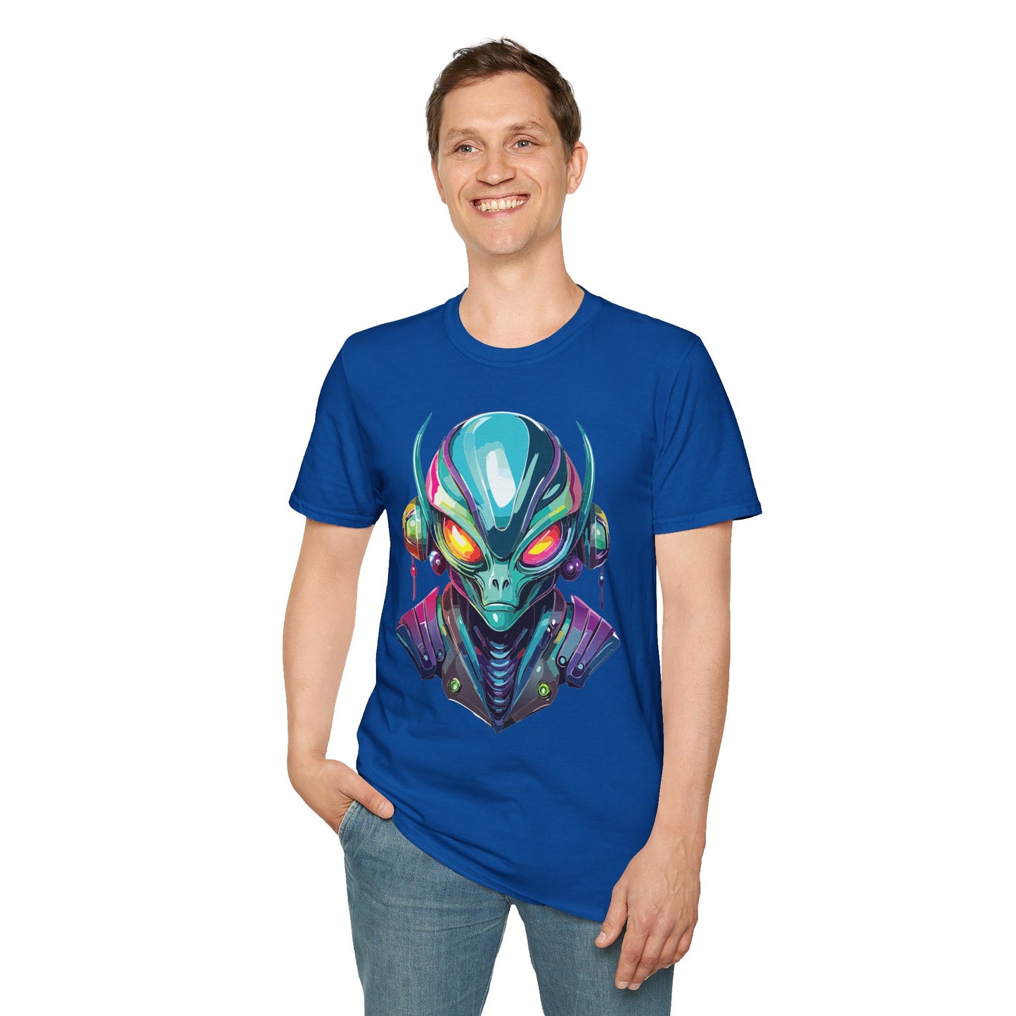 Alien Cosmos Unisex Cotton T Shirt With Alien Artwork Softstyle Ring Spun Cotton 64000
