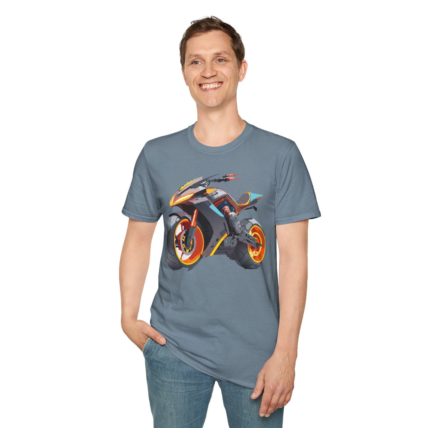 Unisex Bike T Shirt With Motorcycle Graphic MTB Tee Cotton Softstyle Comfort For Riders